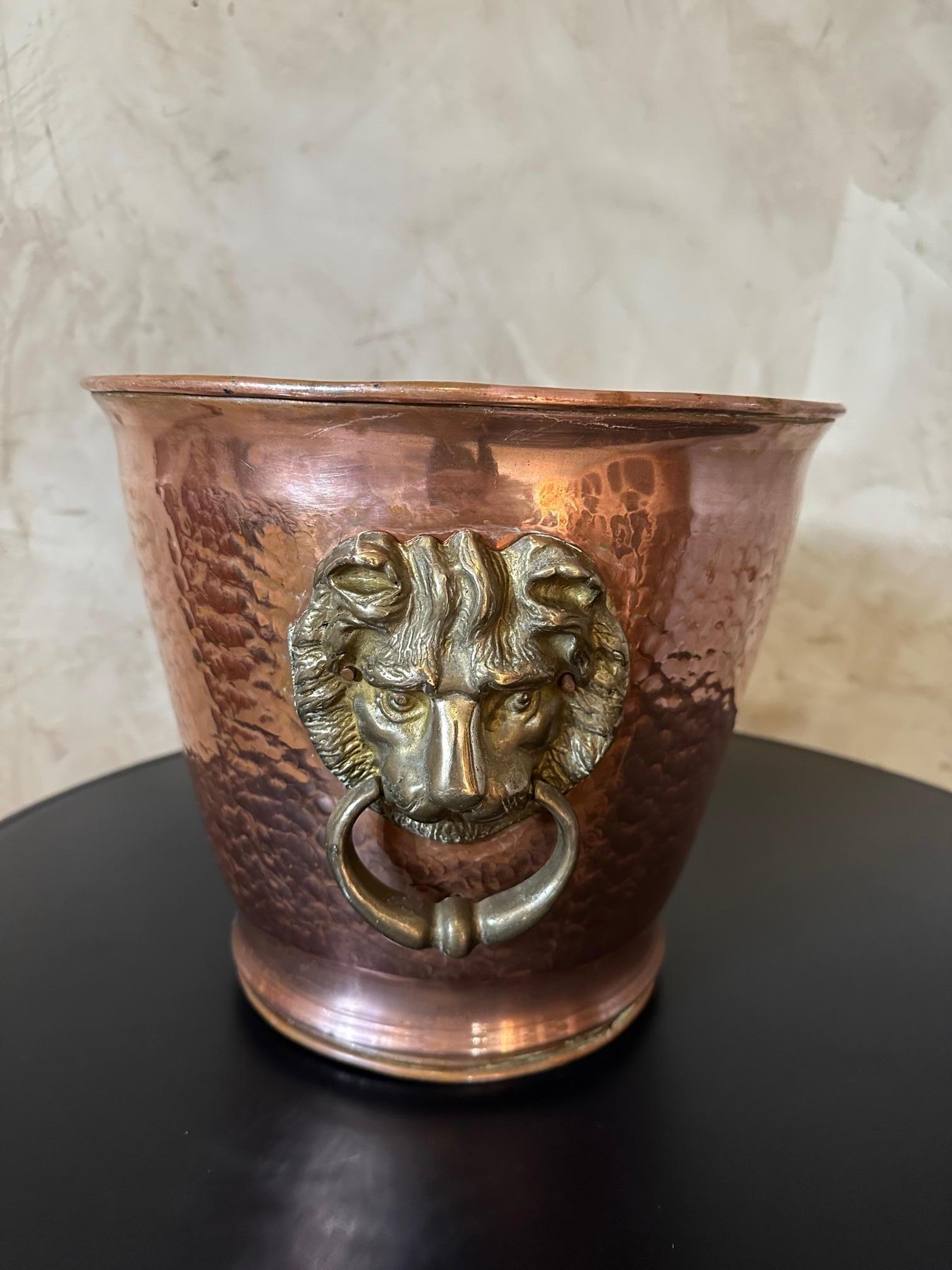 20th century French Copper and Brass Champagne Bucket, 1950s For Sale 1