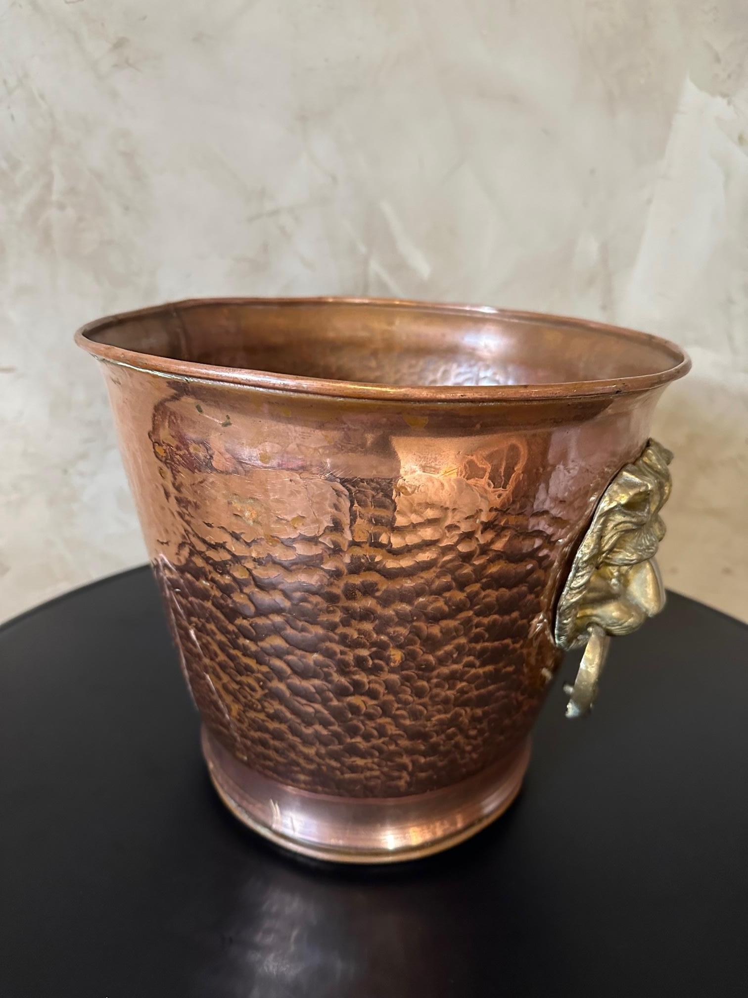 20th century French Copper and Brass Champagne Bucket, 1950s For Sale 3