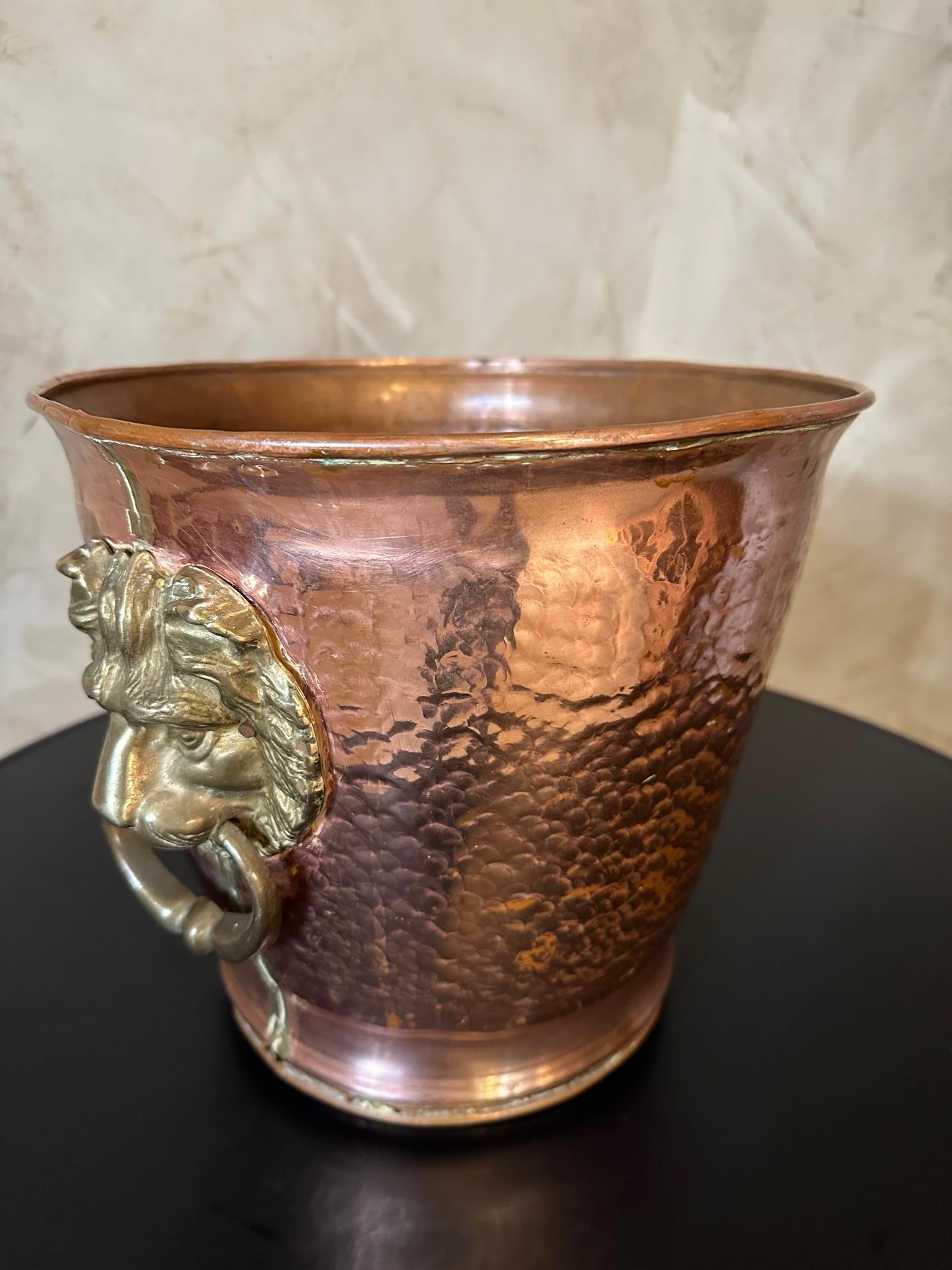20th century French Copper and Brass Champagne Bucket, 1950s For Sale 4