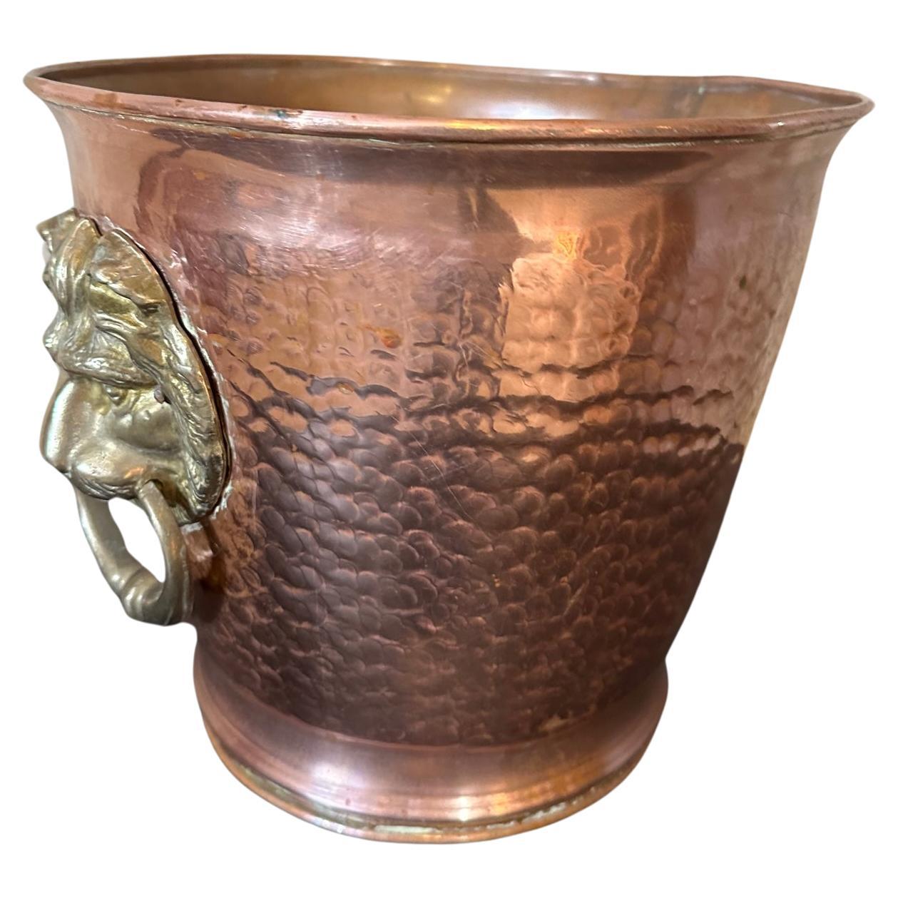 20th century French Copper and Brass Champagne Bucket, 1950s For Sale