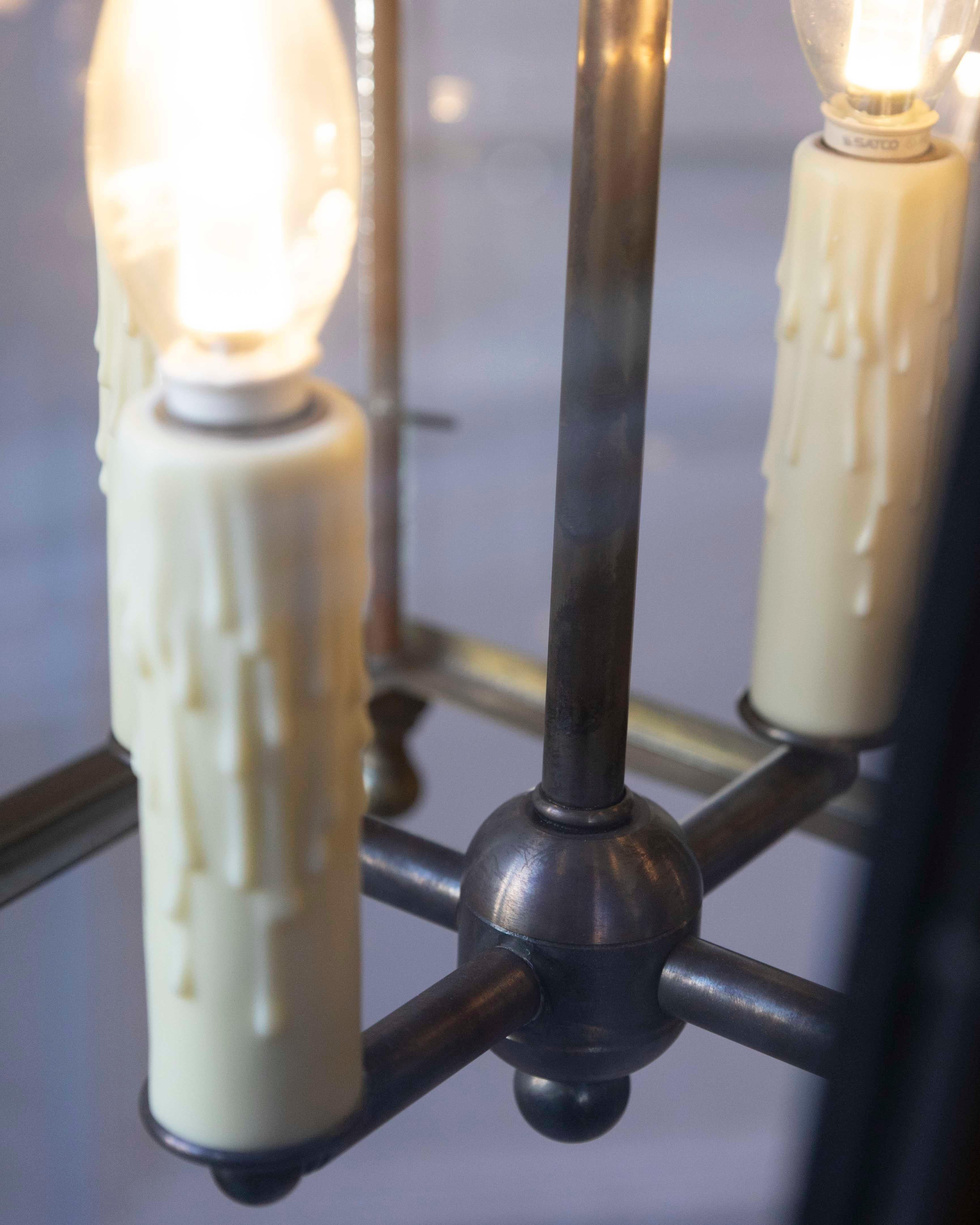 Farol francés del siglo XX de cobre y hierro con motivos de estrellas en venta 4