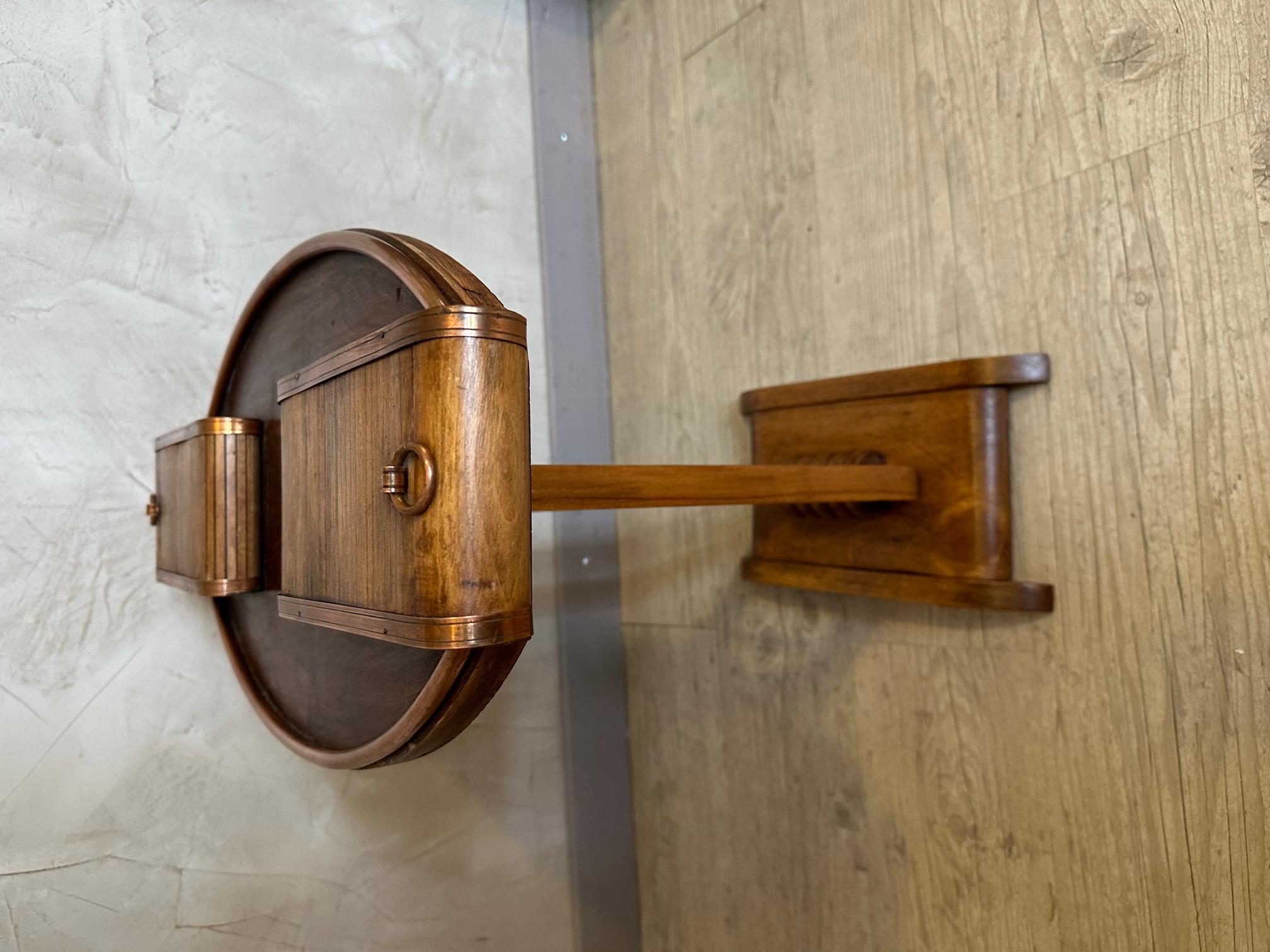 20th century French Copper and Wooden Smoking Table, 1950s 3