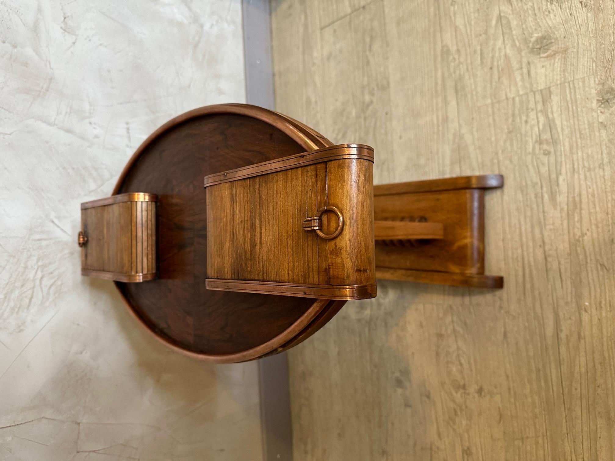 20th century French Copper and Wooden Smoking Table, 1950s 4