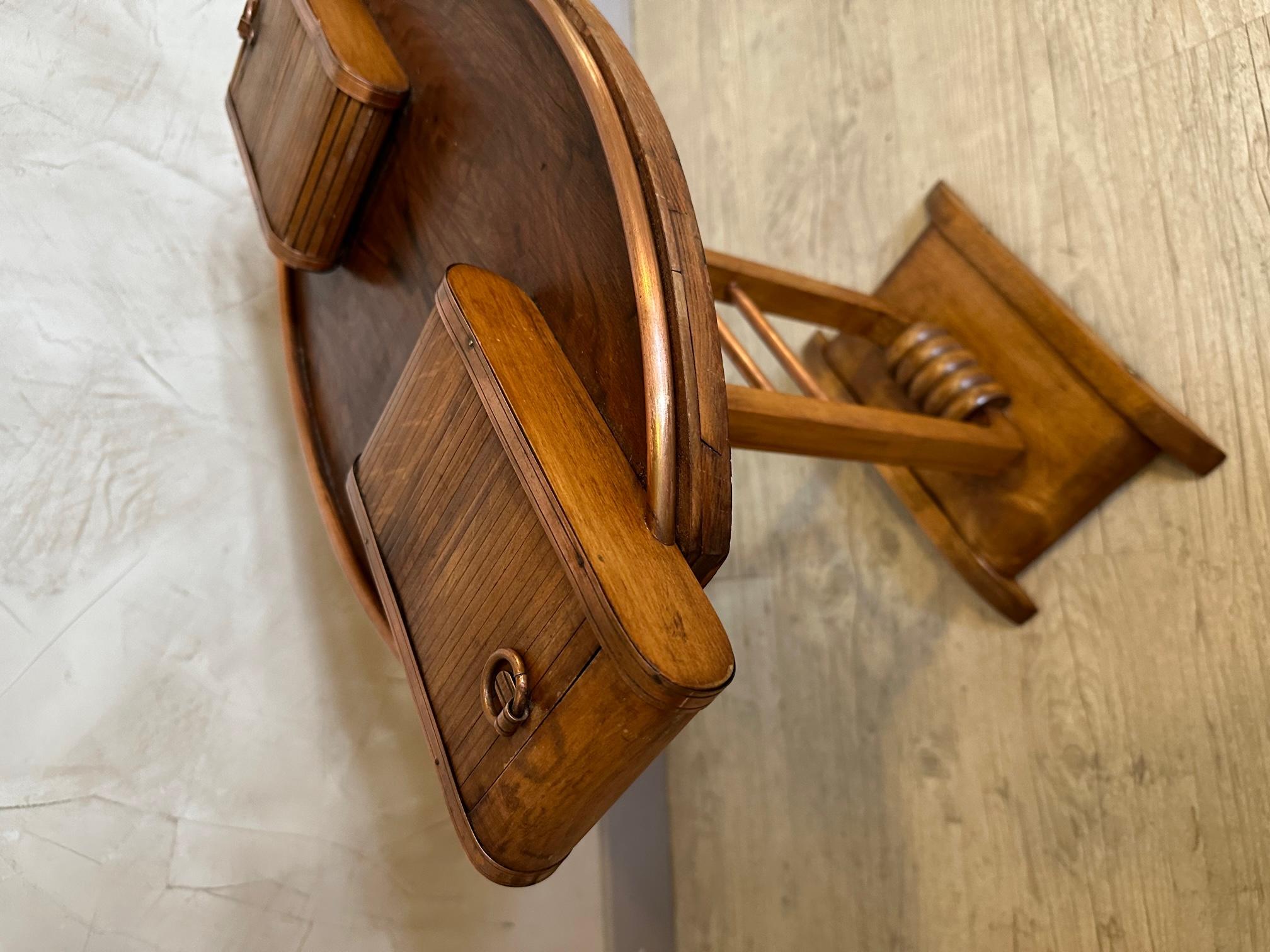 20th century French Copper and Wooden Smoking Table, 1950s In Good Condition In LEGNY, FR
