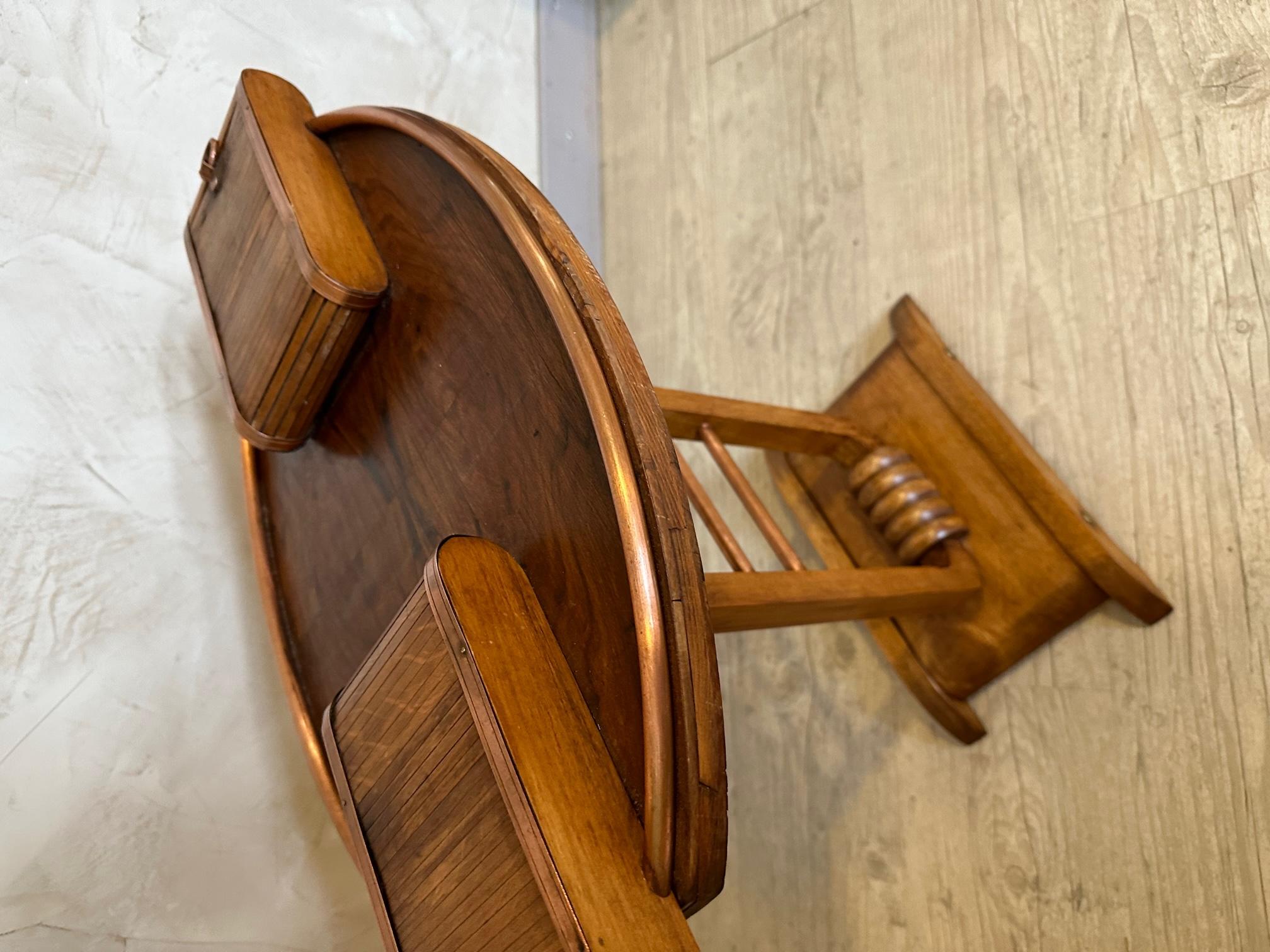 Mid-20th Century 20th century French Copper and Wooden Smoking Table, 1950s