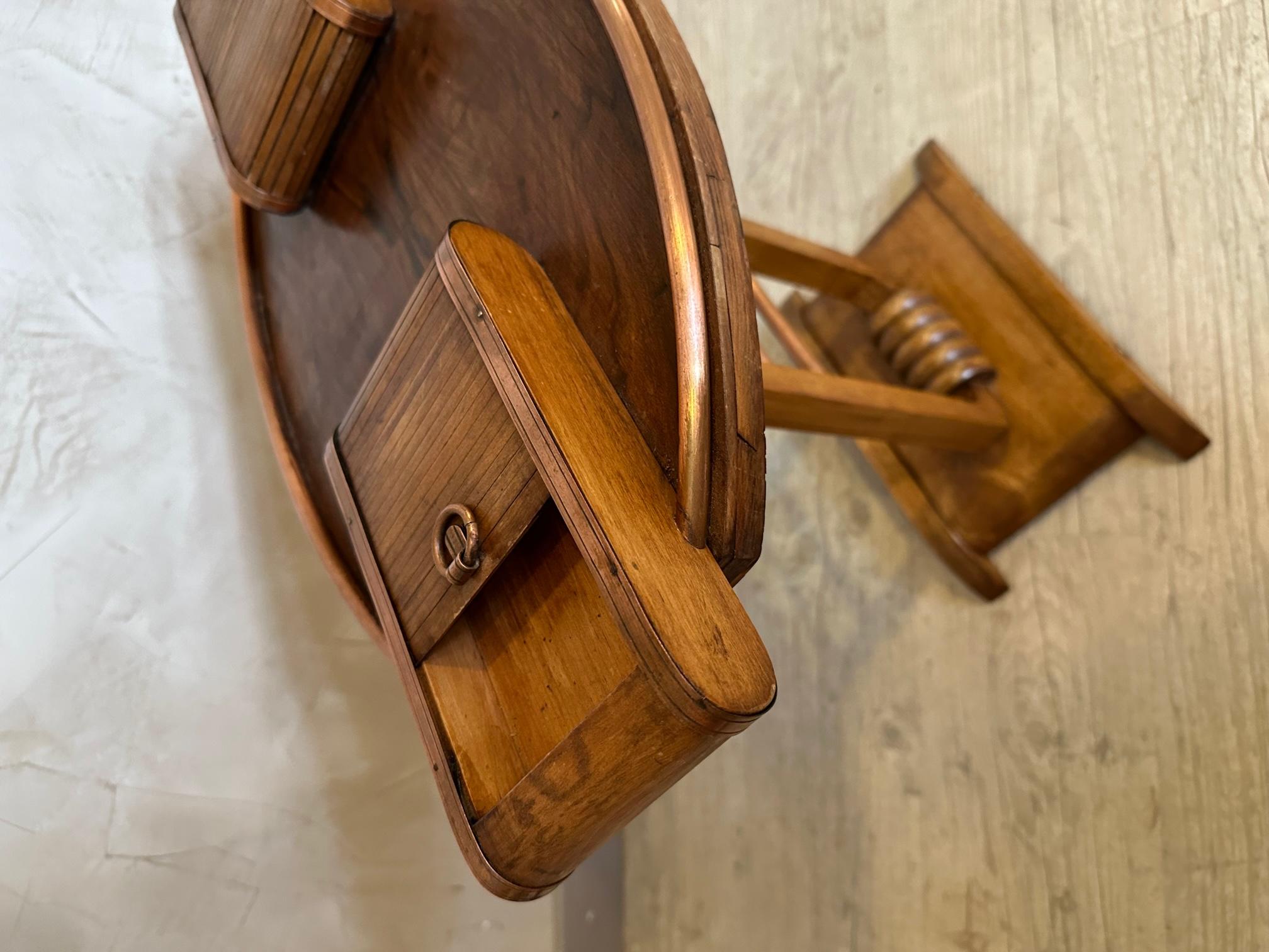 20th century French Copper and Wooden Smoking Table, 1950s 1
