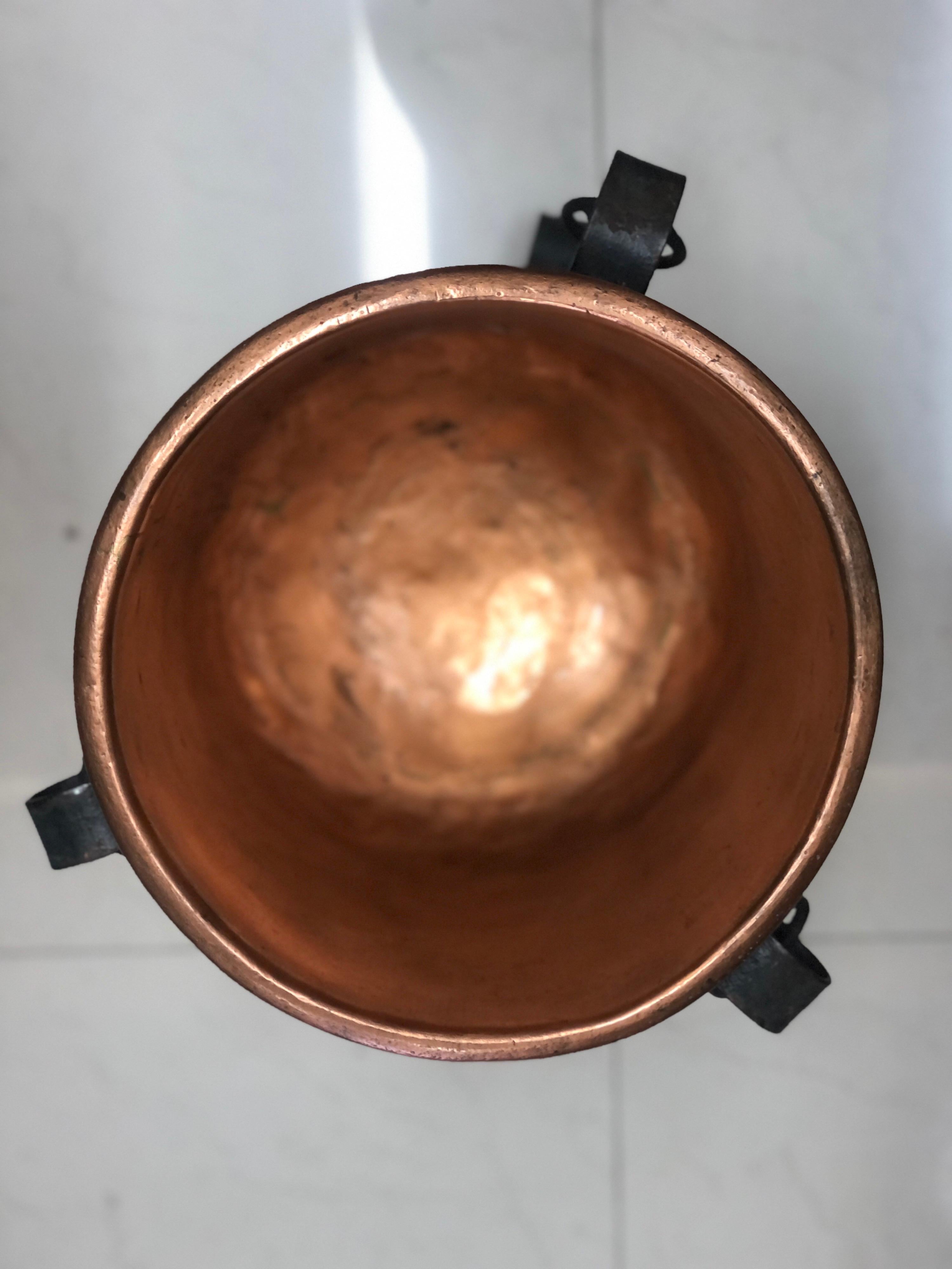 20th Century French Copper Bowl or Ice Bucket on a Wrought Iron Stand 2
