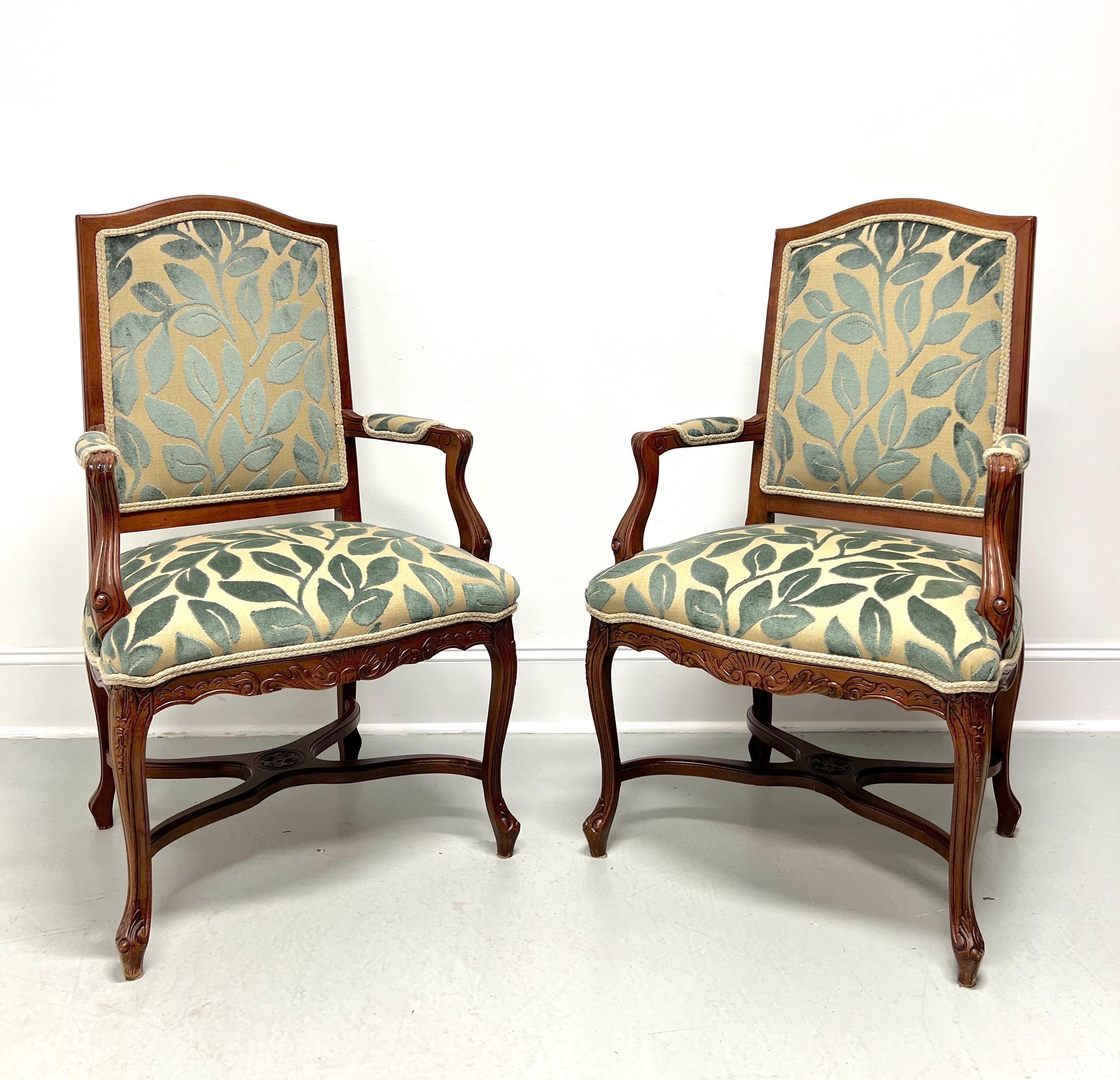 20th Century French Country Louis XV Walnut Fauteuils Open-Arm Armchairs - Pair For Sale 7