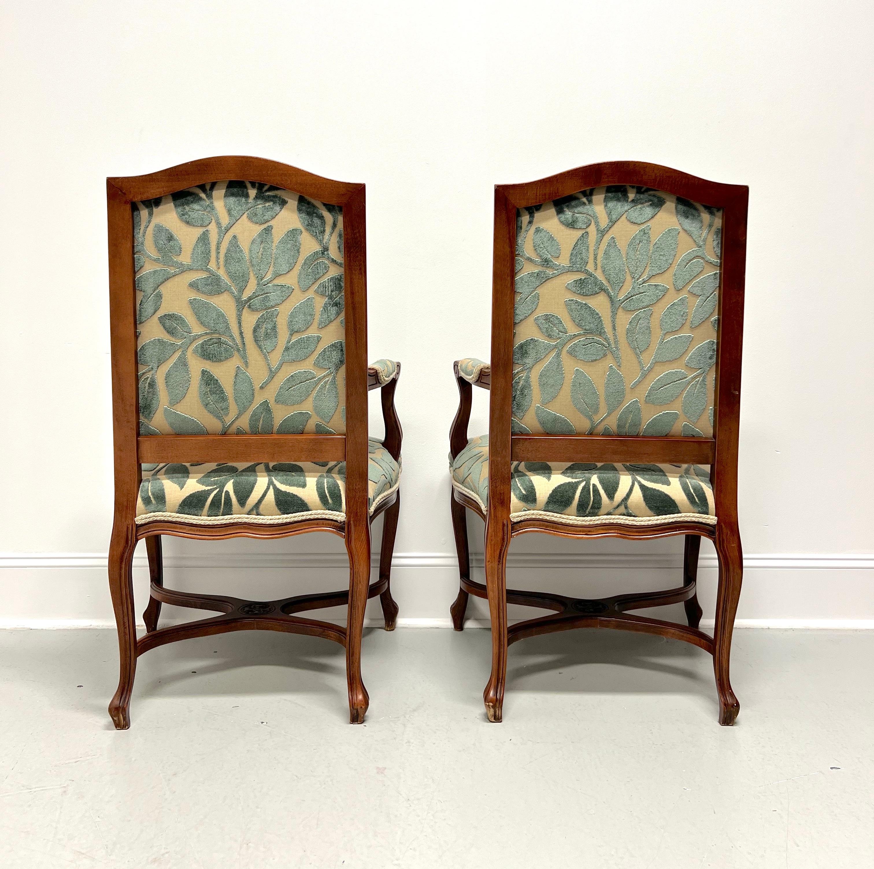 20th Century French Country Louis XV Walnut Fauteuils Open-Arm Armchairs - Pair In Good Condition For Sale In Charlotte, NC