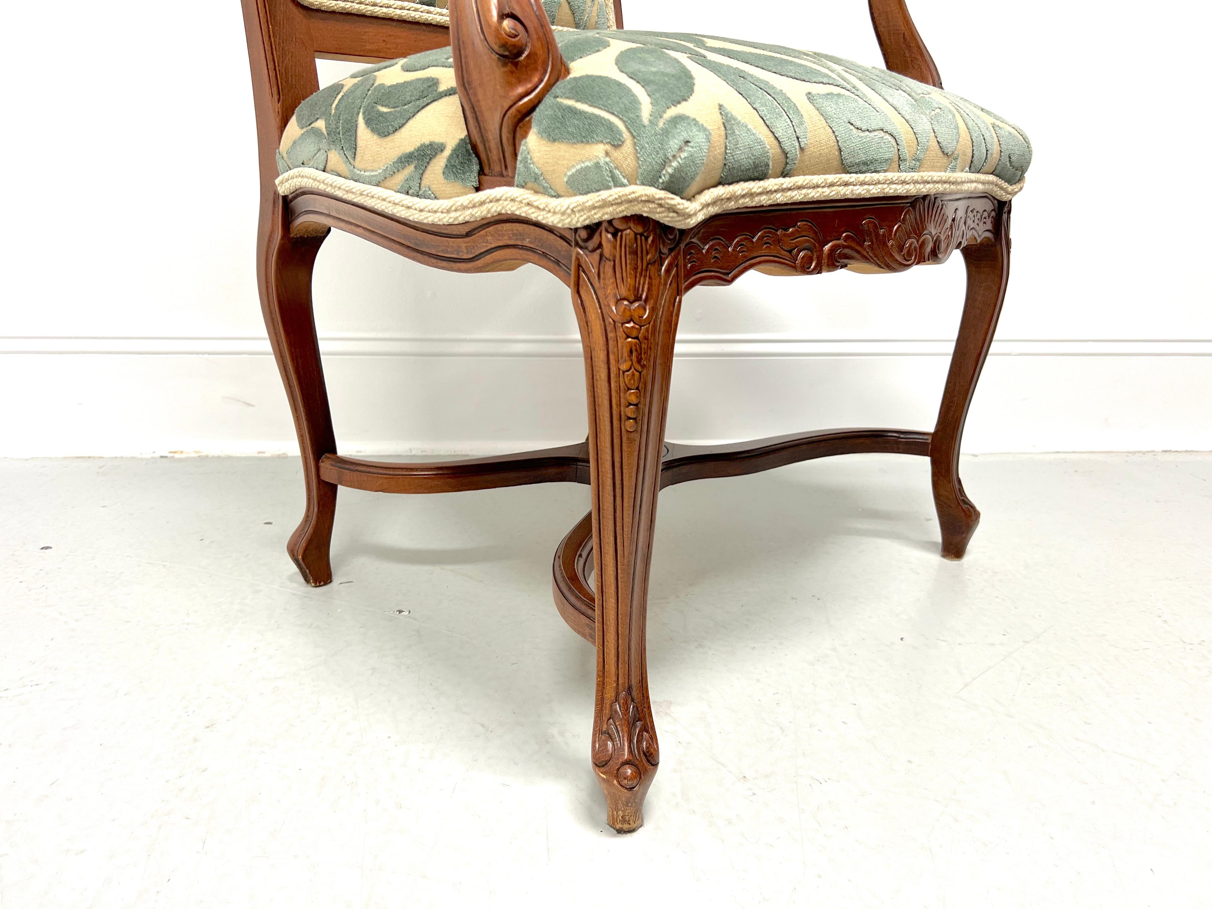 20th Century French Country Louis XV Walnut Fauteuils Open-Arm Armchairs - Pair For Sale 4