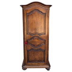 20th Century French Country Oak Armoire Wardrobe Dome Top Cabinet Bonnetiere