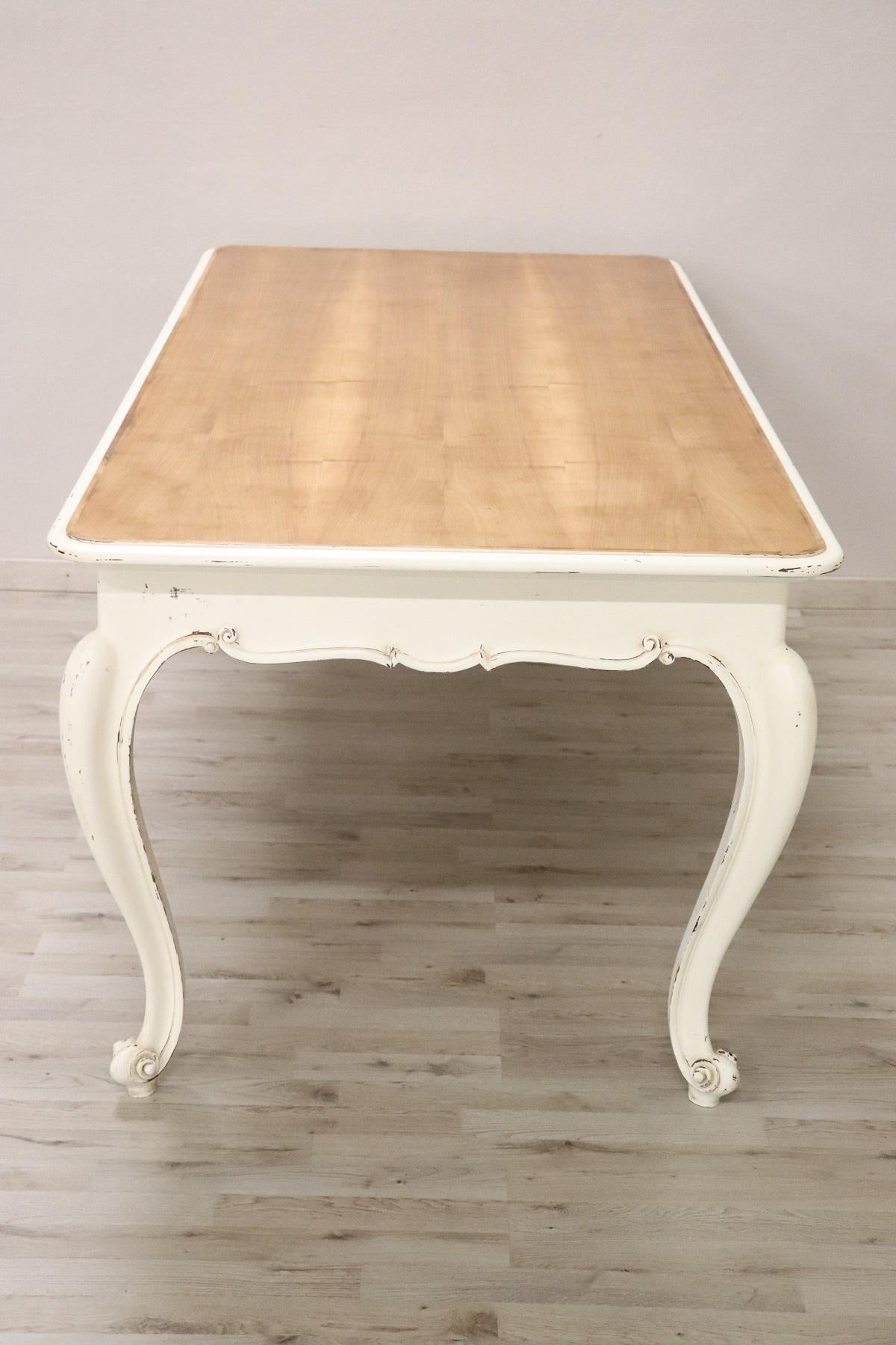 20th Century French Country Provencal Louis XV Style Painted Dining Room Table 2