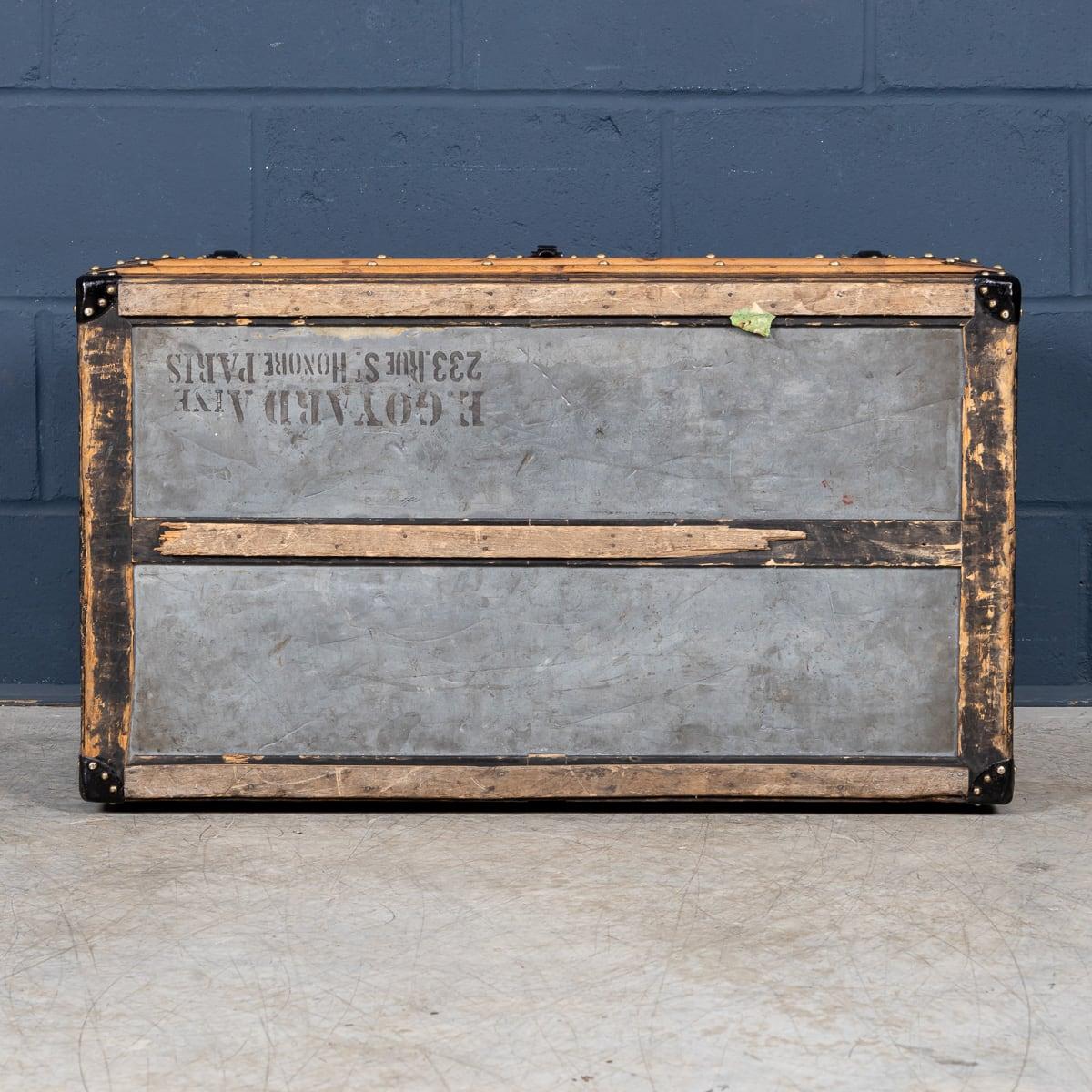 20th Century French Courier Trunk In Chevron Canvas By Goyard, Paris c.1900 2