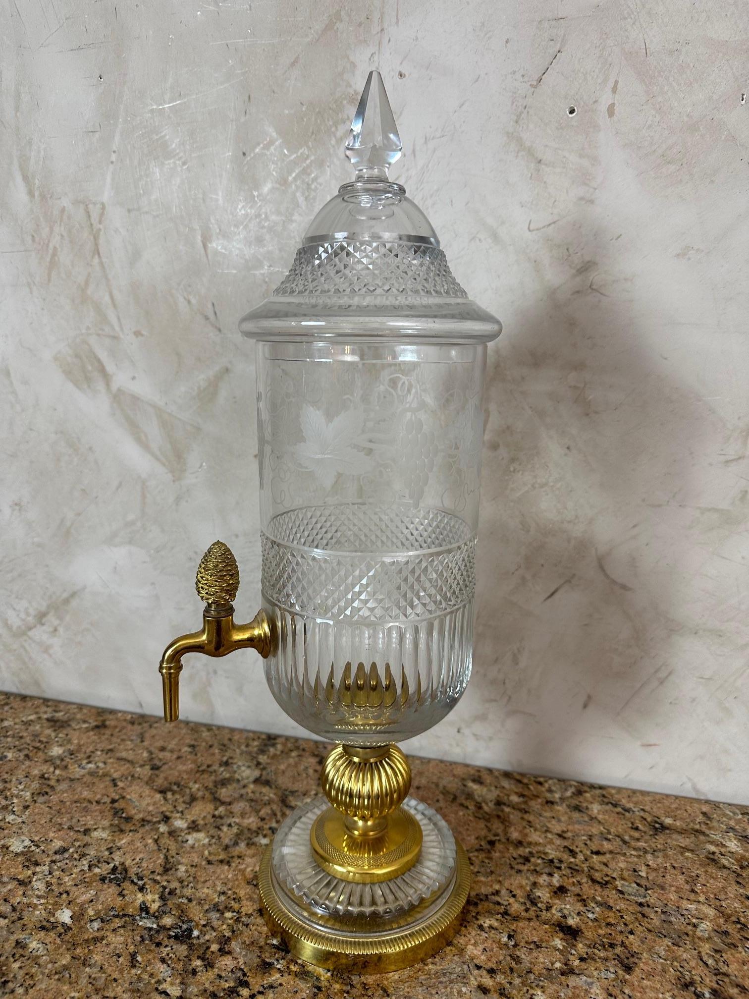 Fontaine à absinthe en cristal et laiton du 20e siècle, années 1920 en vente 6