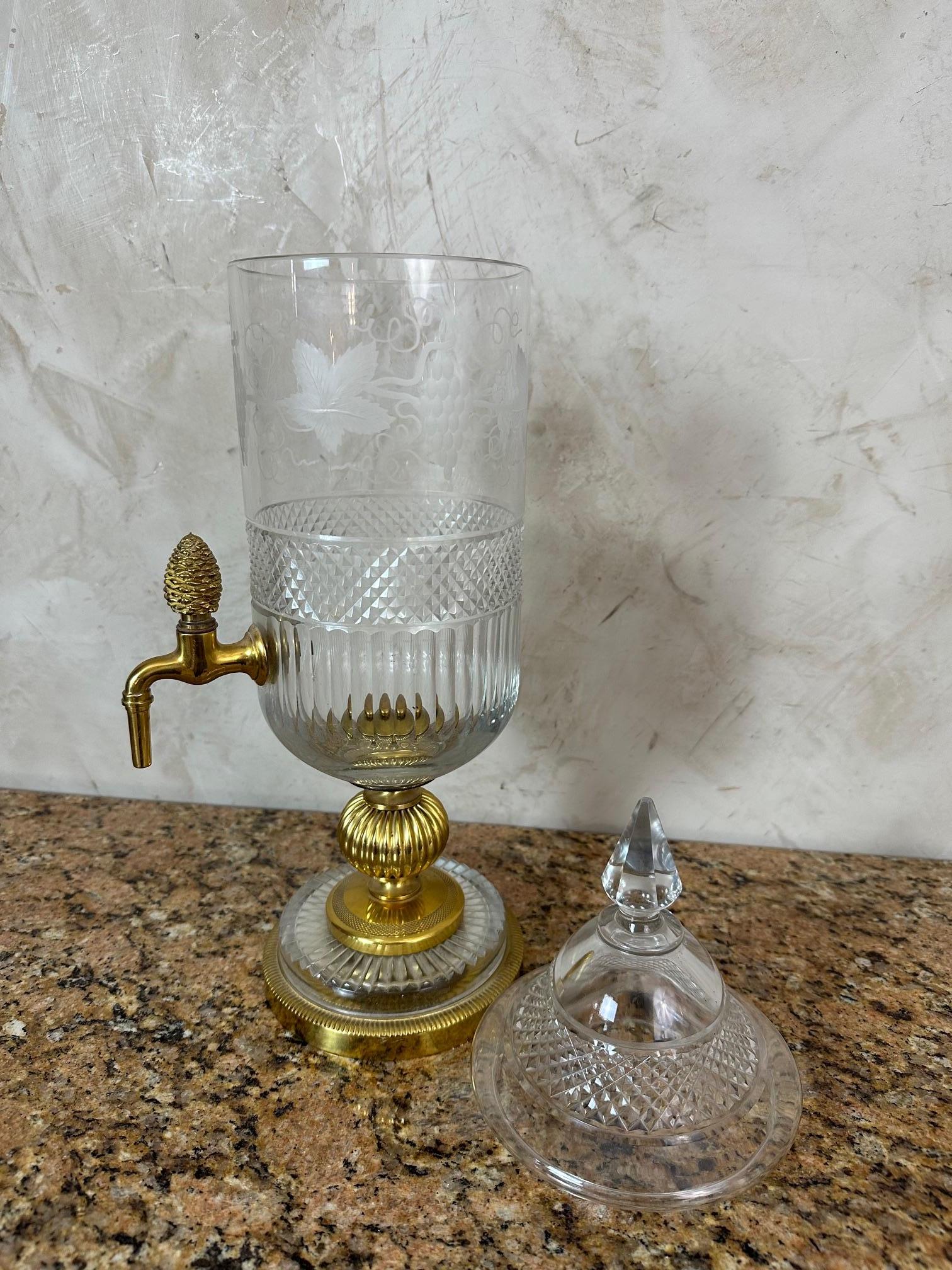 Fontaine à absinthe en cristal et laiton du 20e siècle, années 1920 en vente 7