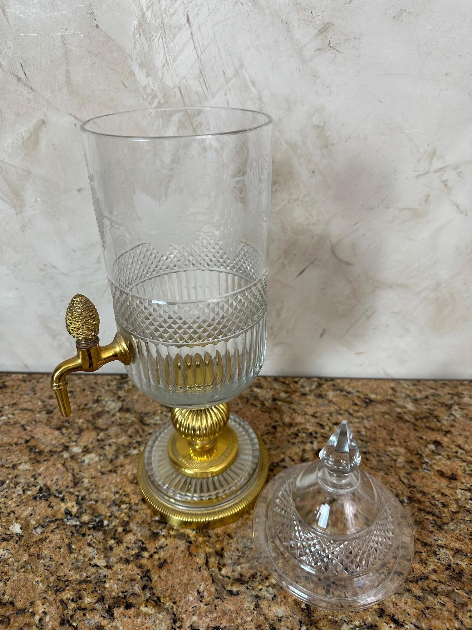 Fontaine à absinthe en cristal et laiton du 20e siècle, années 1920 en vente 8