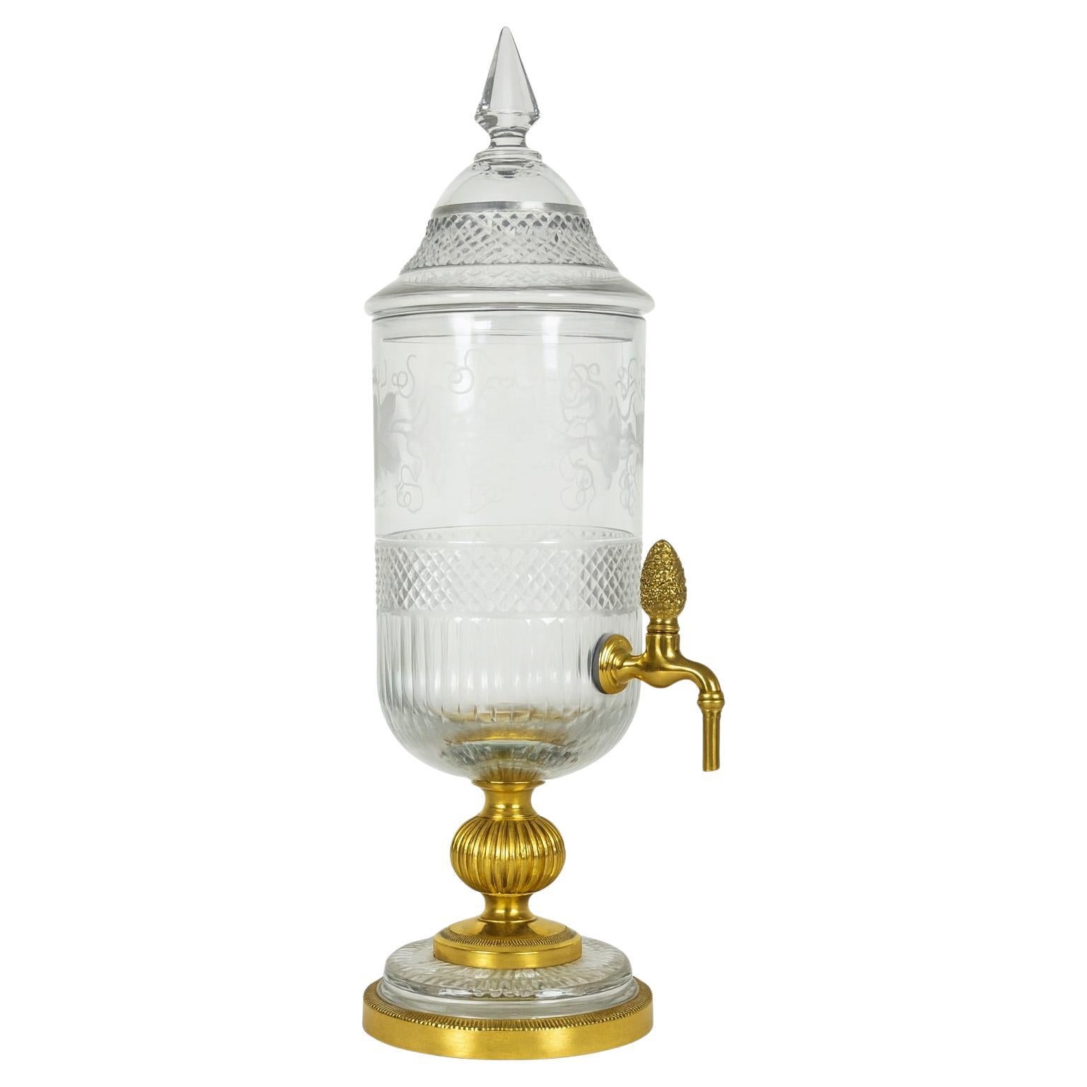 Fontaine à absinthe en cristal et laiton du 20e siècle, années 1920