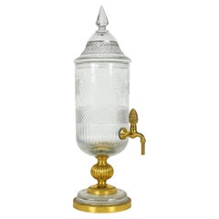 Antique 20th century French Crystal and Brass Absinthe Fountain, 1920s