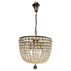 20th century French Crystal and Gilded Brass Chandelier, 1950s