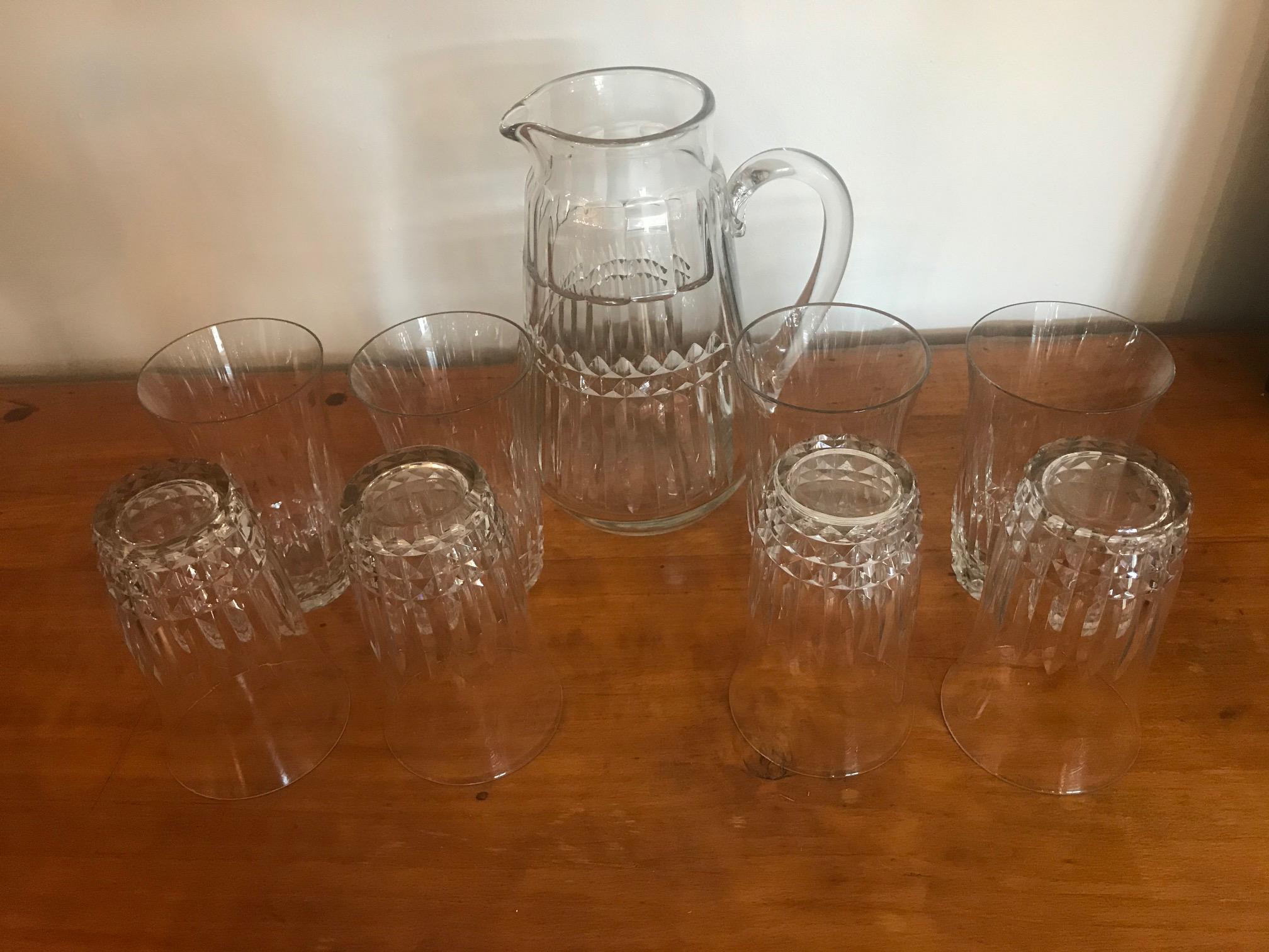 Mid-20th Century 20th Century French Crystal Baccarat Set of Carafe and Glasses, 1940s