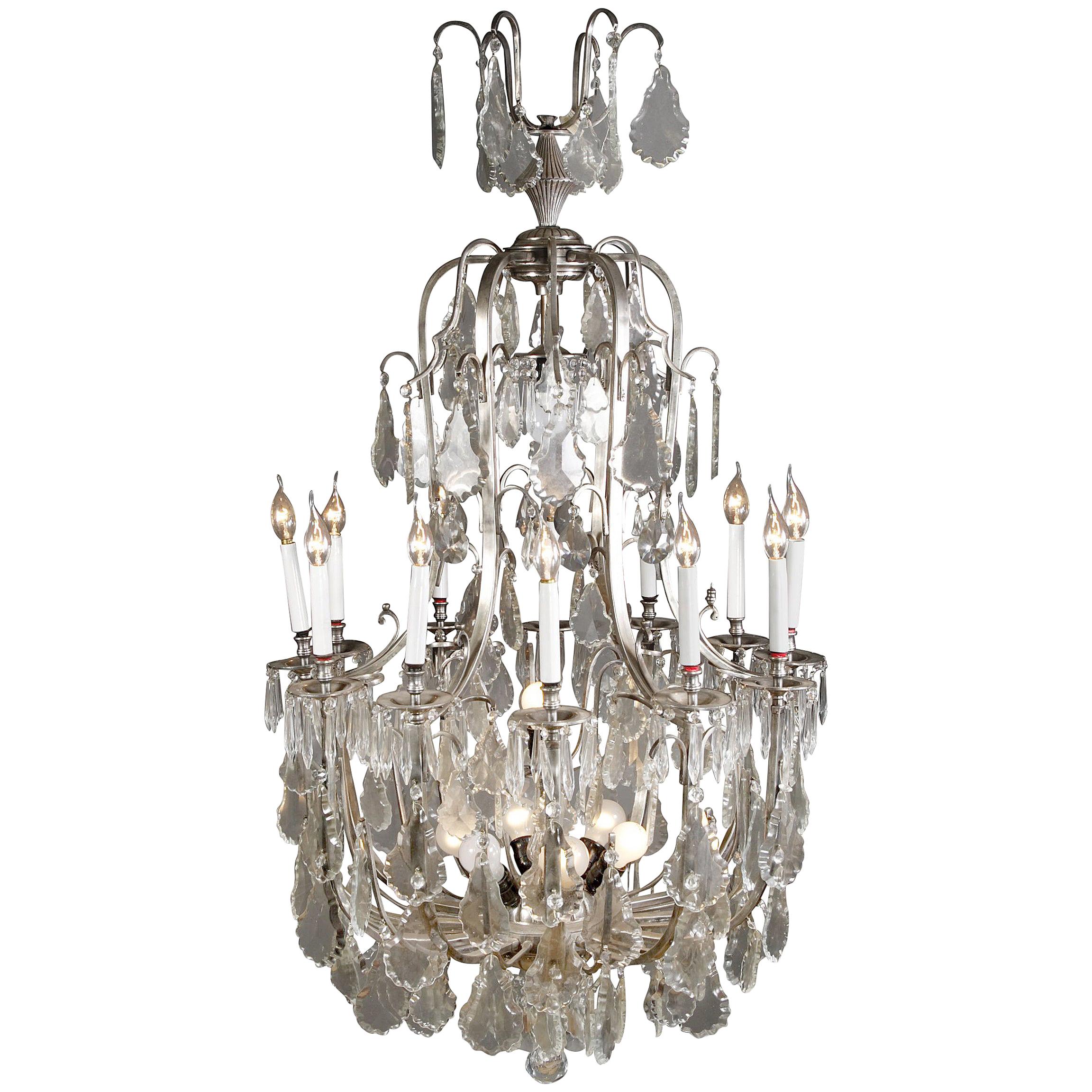 20th Century French Curved light arms Chandelier For Sale