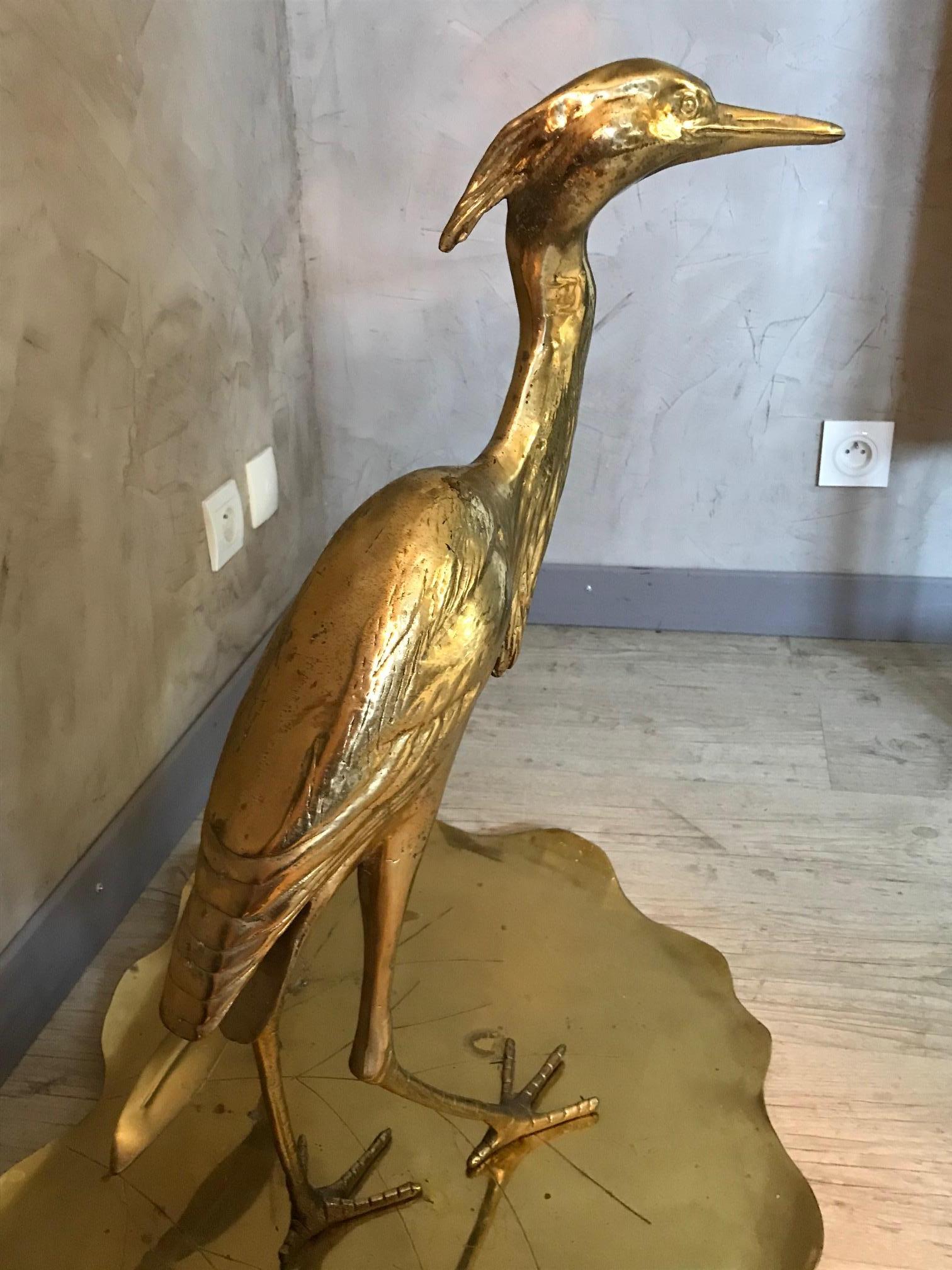 20th Century French Decorative Brass Heron, 1950s 9