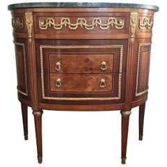 20th Century French Demilune Marble-Top Table