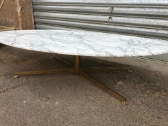 20th Century French Designer Michel Kin Marbre and Brass Coffee Table, 1960s