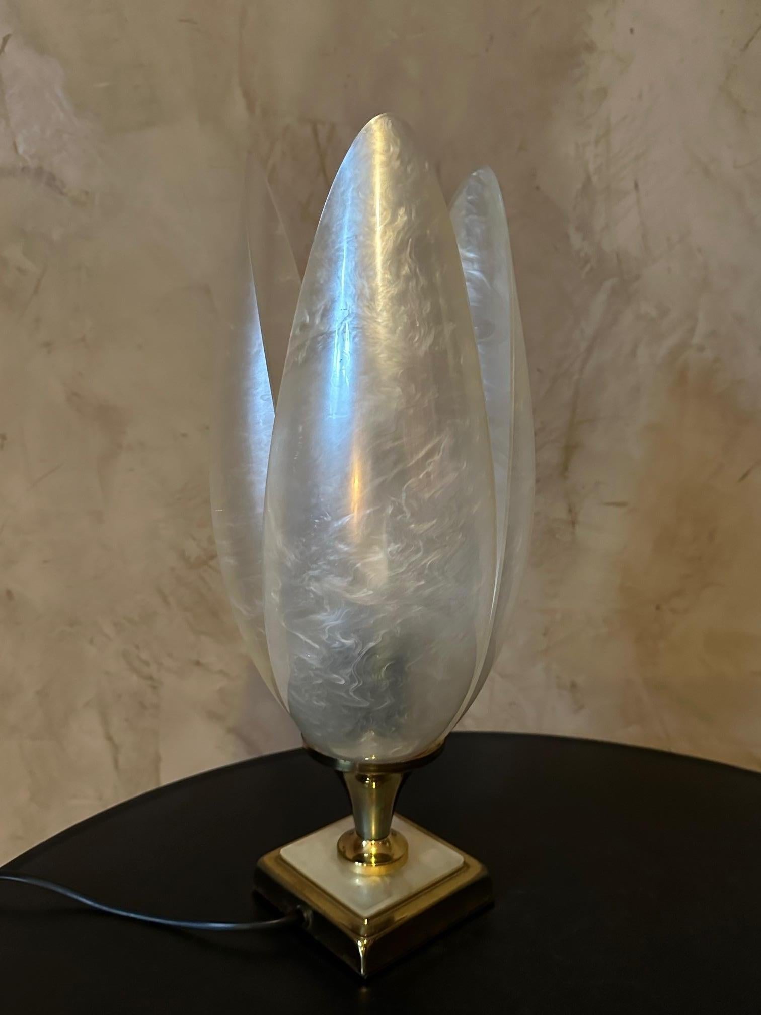Brass 20th century French Designer Roger Rougier Tulip Table Lamp For Sale