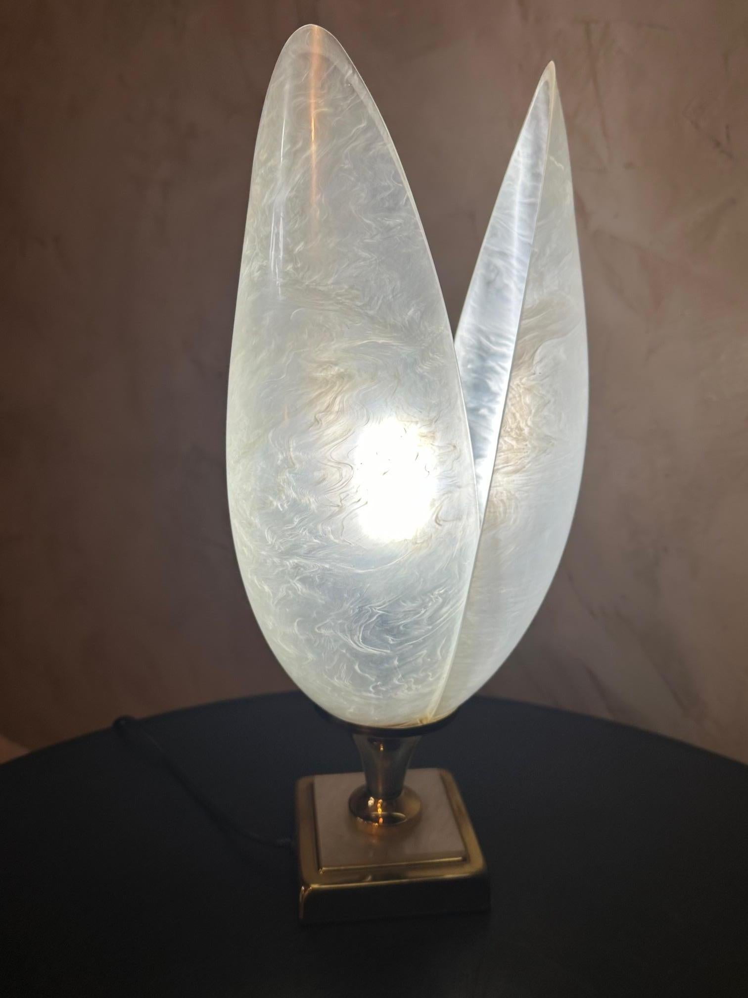 20th century French Designer Roger Rougier Tulip Table Lamp For Sale 3