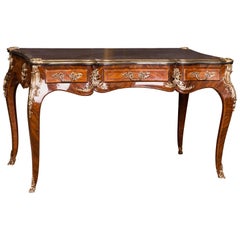 20th Century French Desk Bureau Plat in the Louis XV Style Bois-satiné Veneer