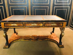 20th Century, French Desk or Bureau Plat with Lions in the Empire Style