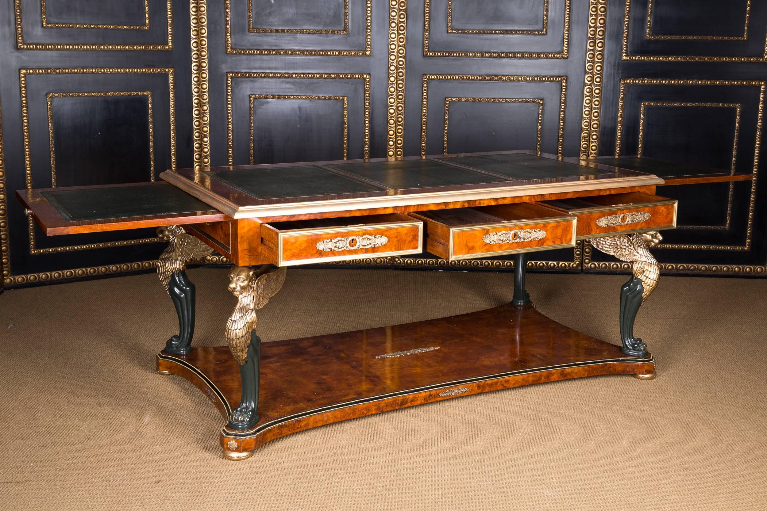 20th Century, French Desk or Bureau Plat with Lions in the antique Empire Style In Good Condition In Berlin, DE