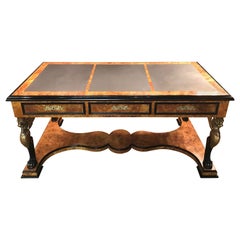 20th Century, French Desk or Bureau Plat with Lions in the Empire Style