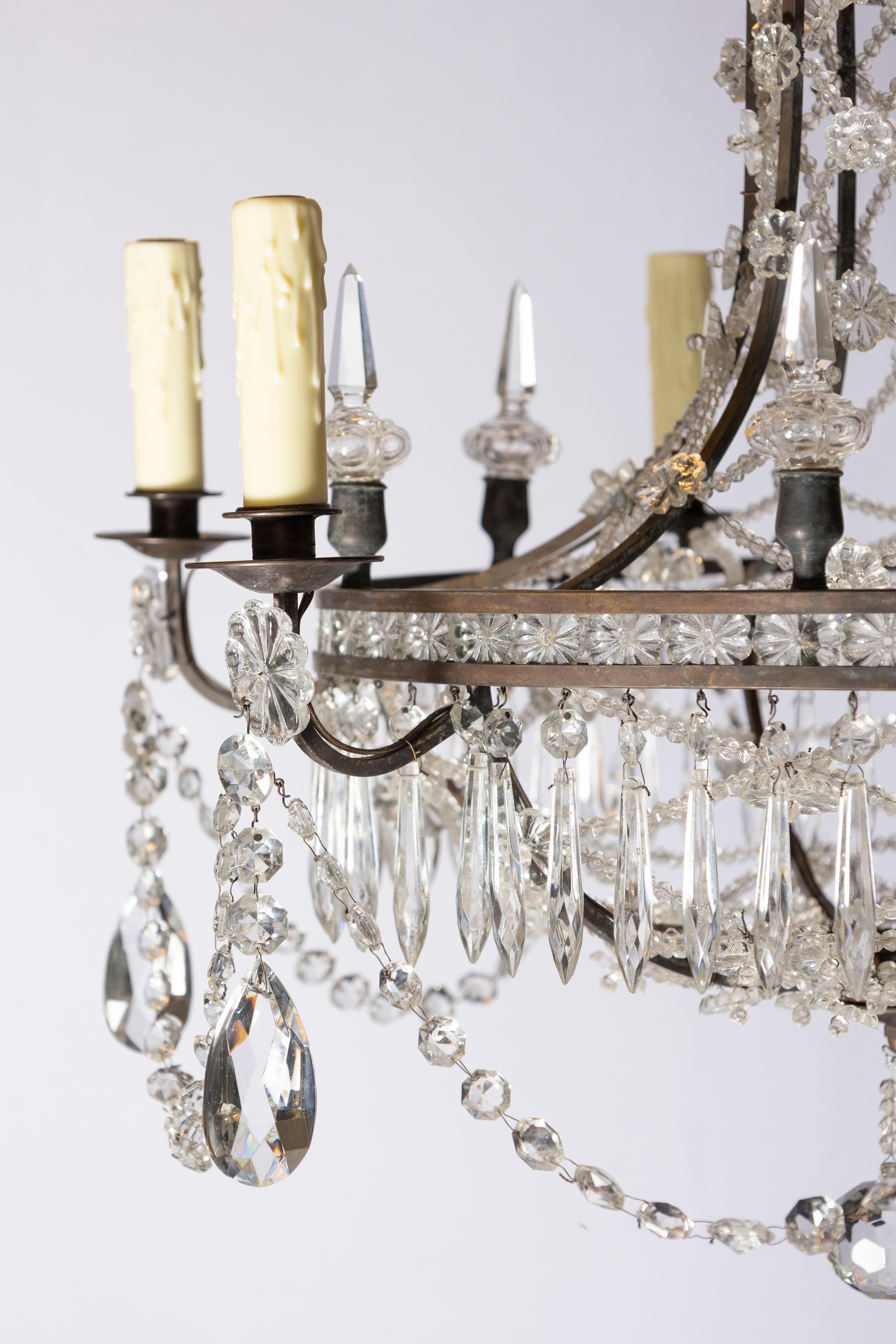 Français Lustre en cristal de style Directoire français du 20e siècle en vente