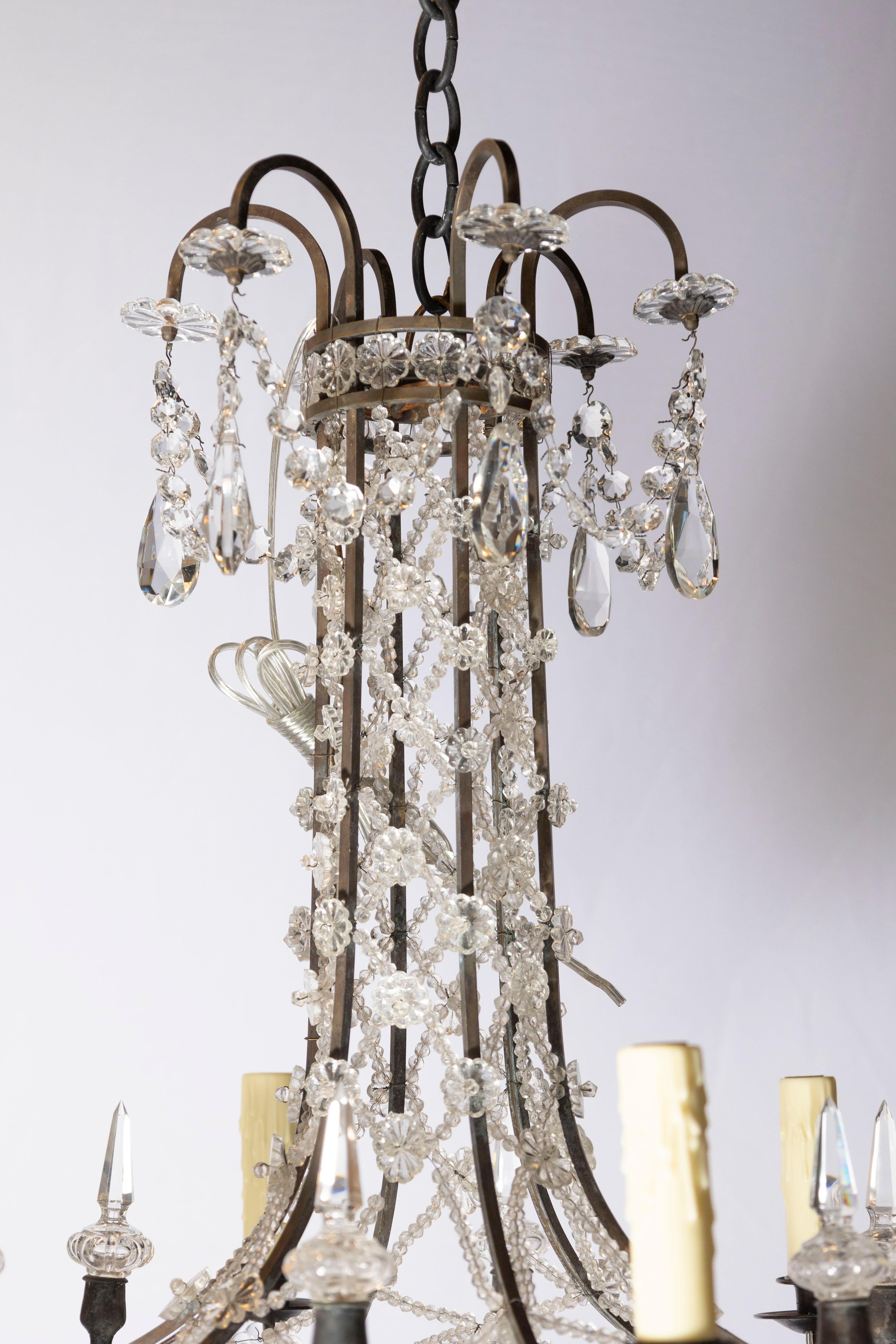 20ième siècle Lustre en cristal de style Directoire français du 20e siècle en vente