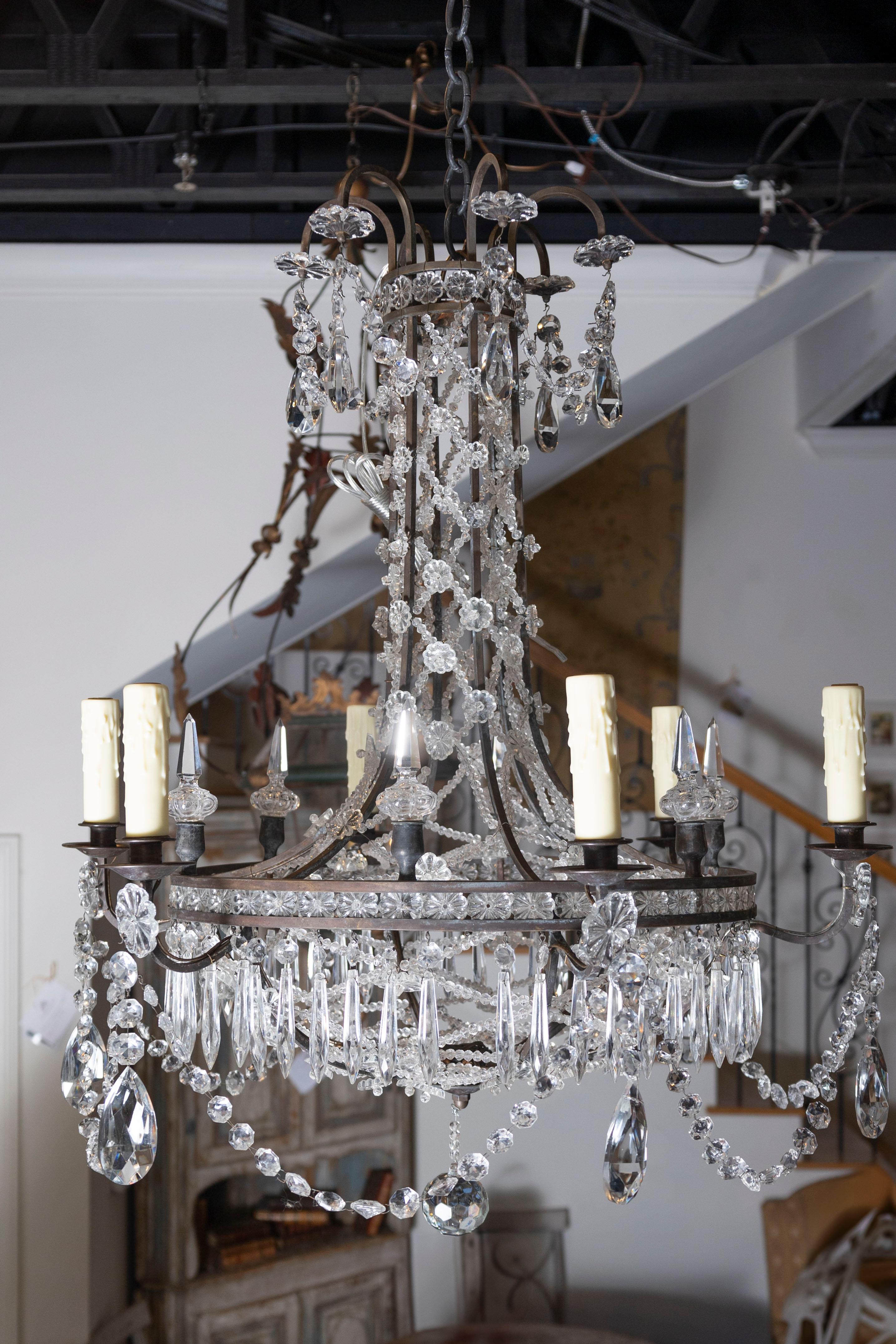 Lustre en cristal de style Directoire français du 20e siècle en vente 3