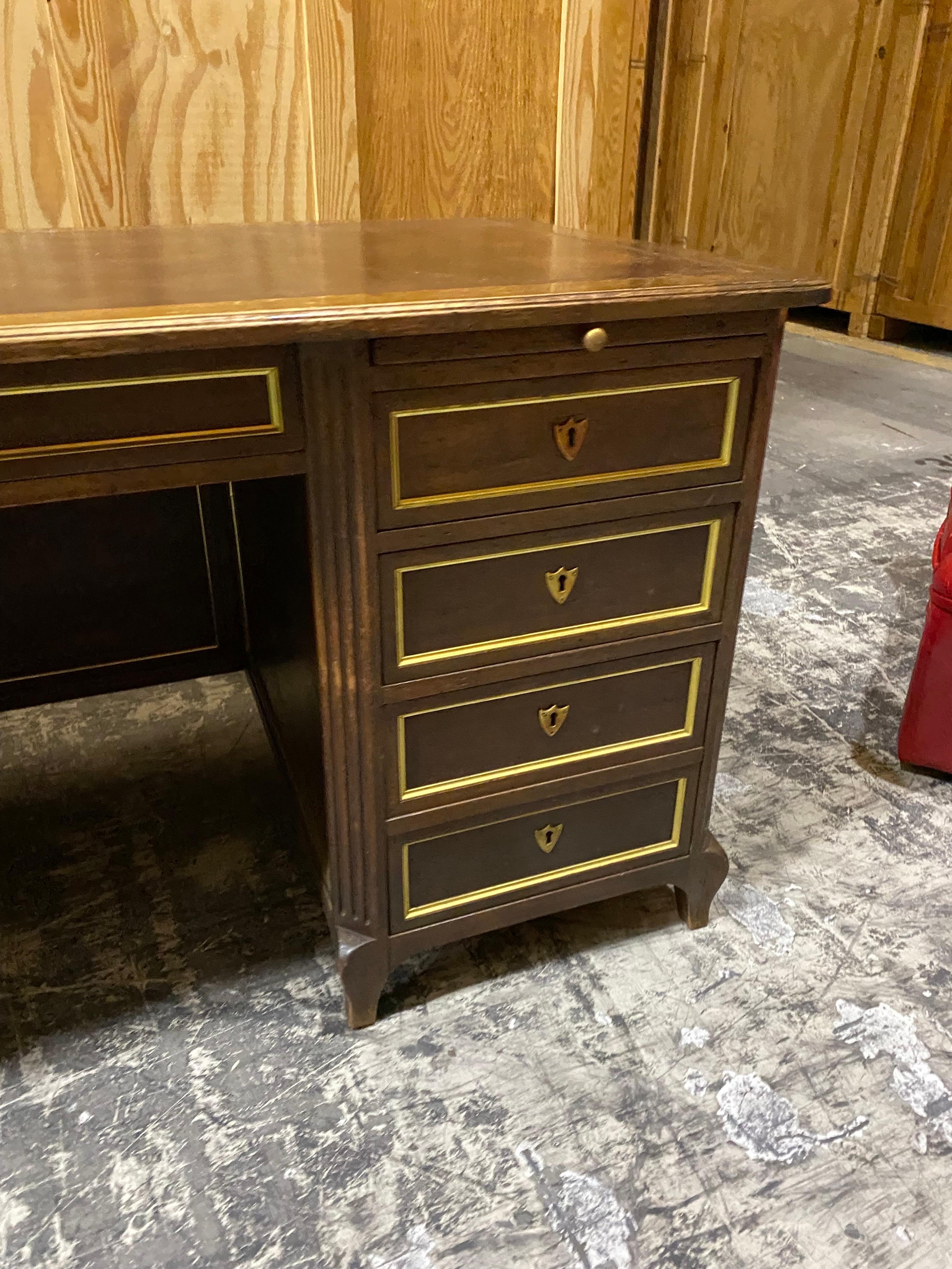 20th Century French Directoire Style Mahogany and Brass Writing Desk from W & J For Sale 8