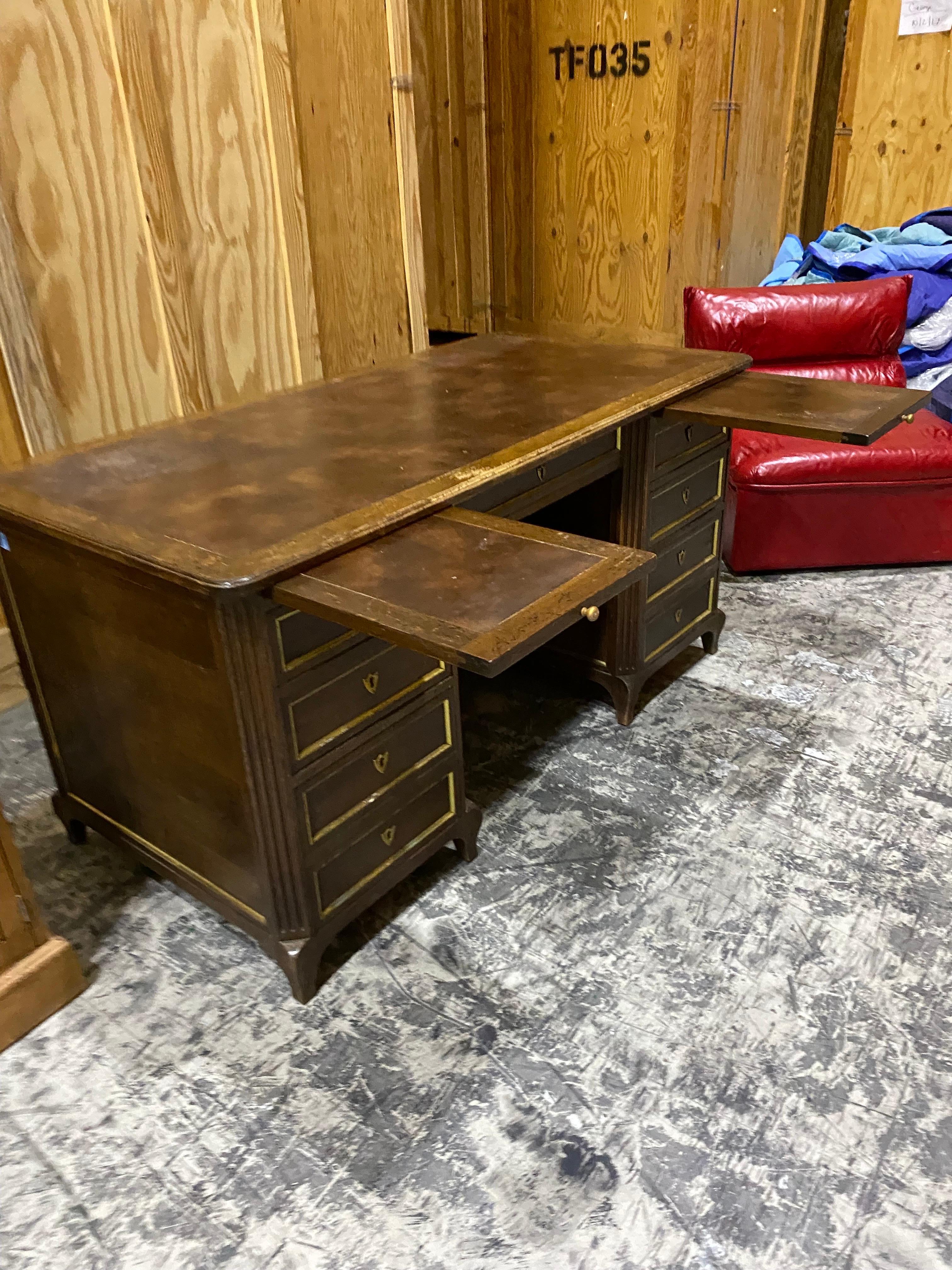 20th Century French Directoire Style Mahogany and Brass Writing Desk from W & J For Sale 12