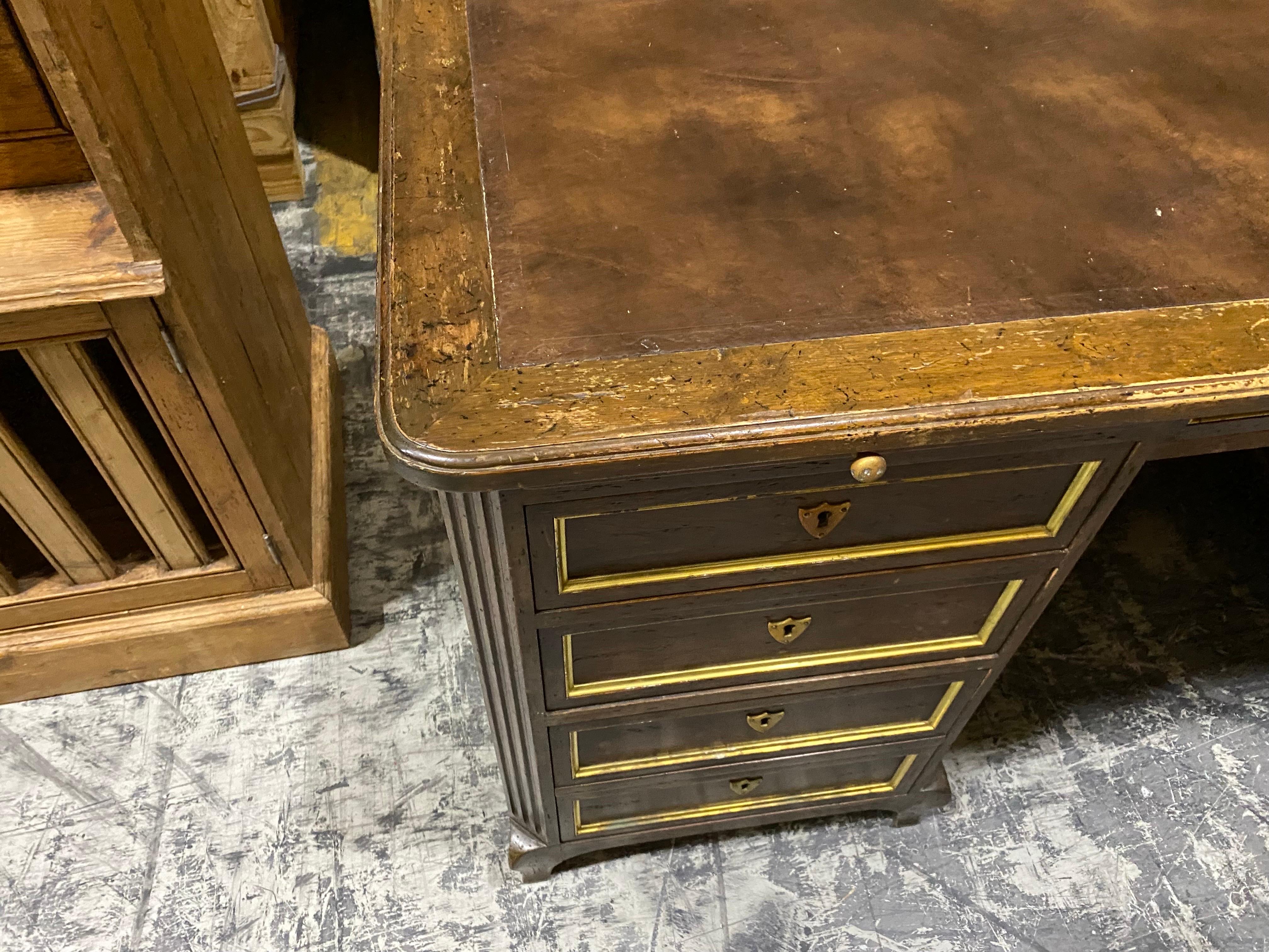 20th Century French Directoire Style Mahogany and Brass Writing Desk from W & J For Sale 5