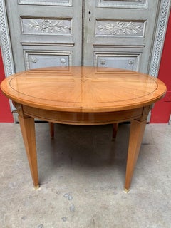 20th Century French Directoire Style Round Mahogany Table with Parquetry Inlay