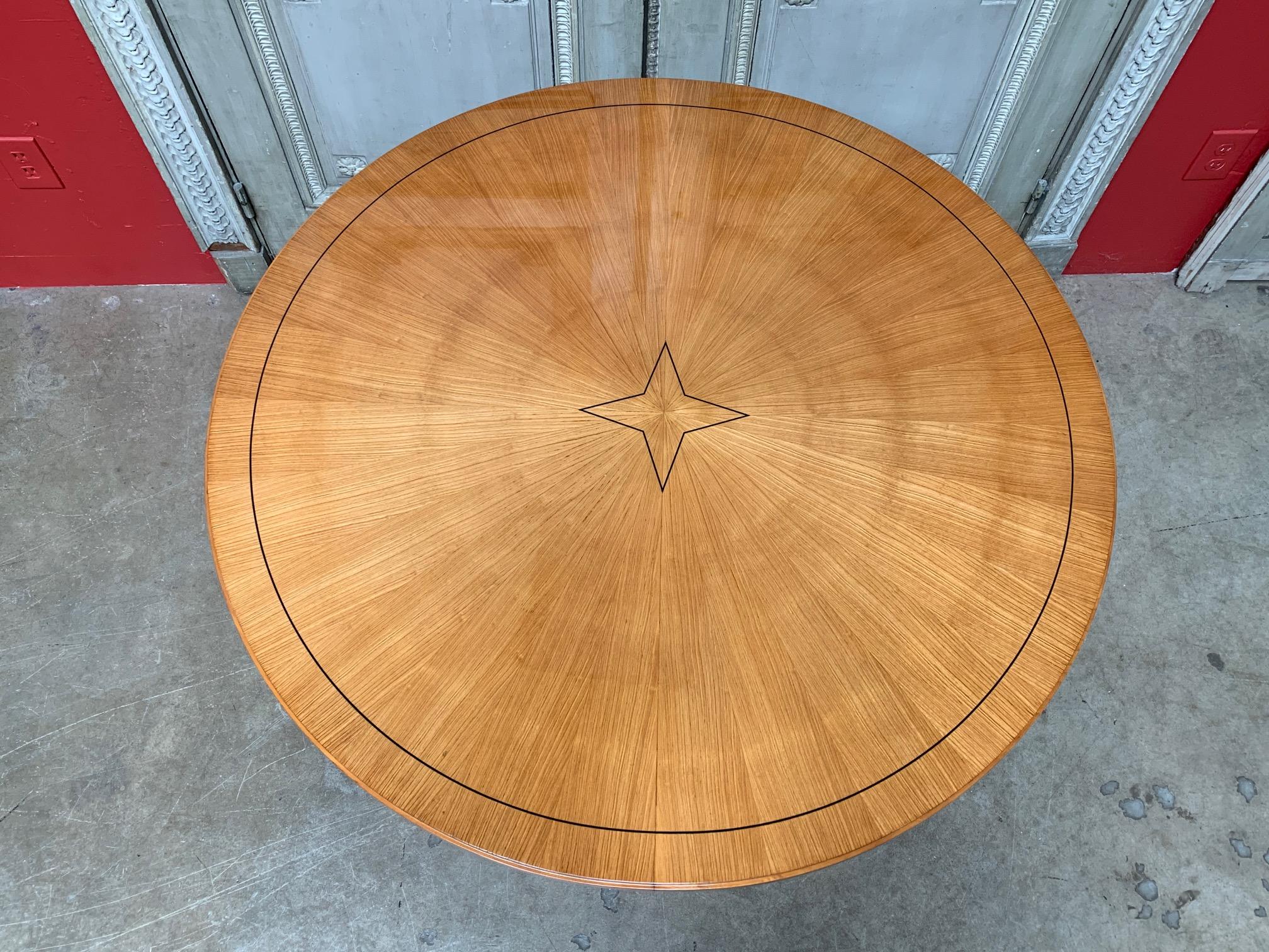 20th Century French Directoire Style Round Mahogany Table with Parquetry Inlay 1