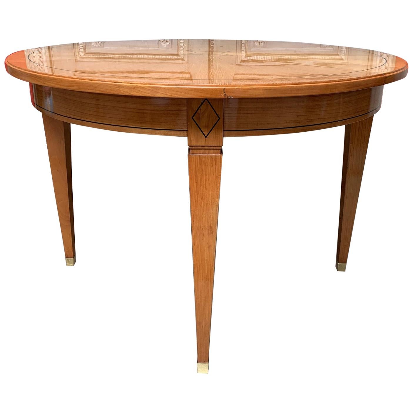 20th Century French Directoire Style Round Mahogany Table with Parquetry Inlay