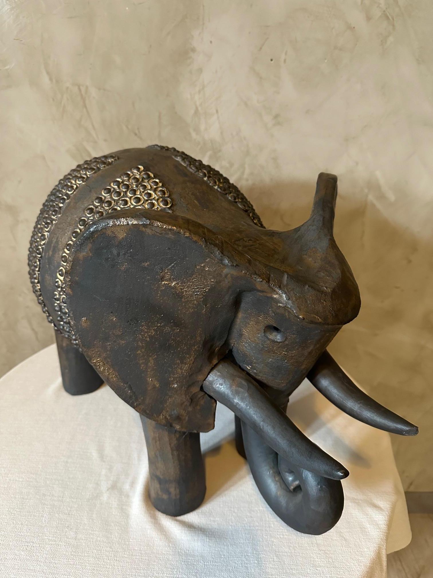 20th century French Dominique Pouchain Ceramic Big Elephant  For Sale 6