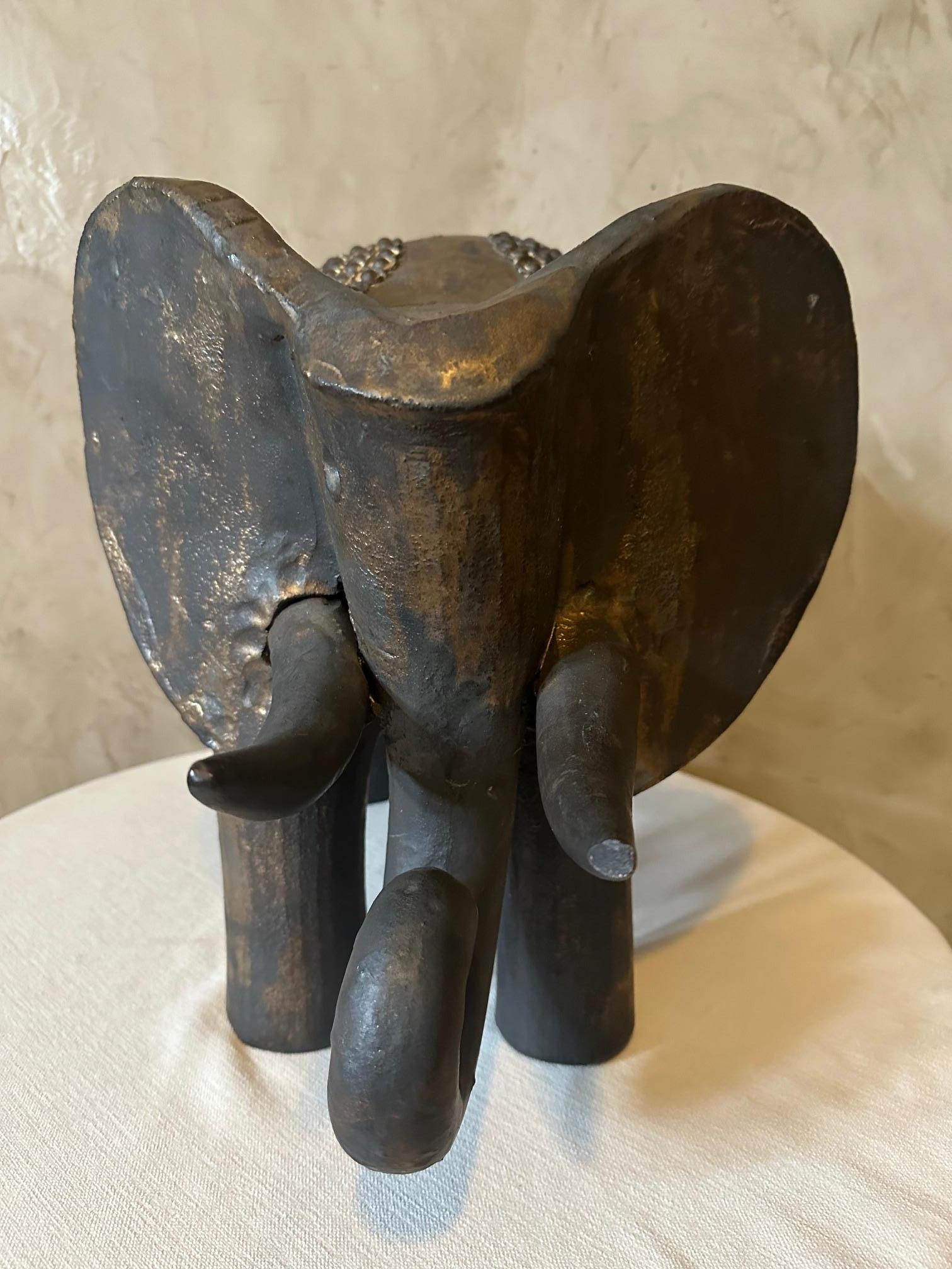 20th century French Dominique Pouchain Ceramic Big Elephant  For Sale 7