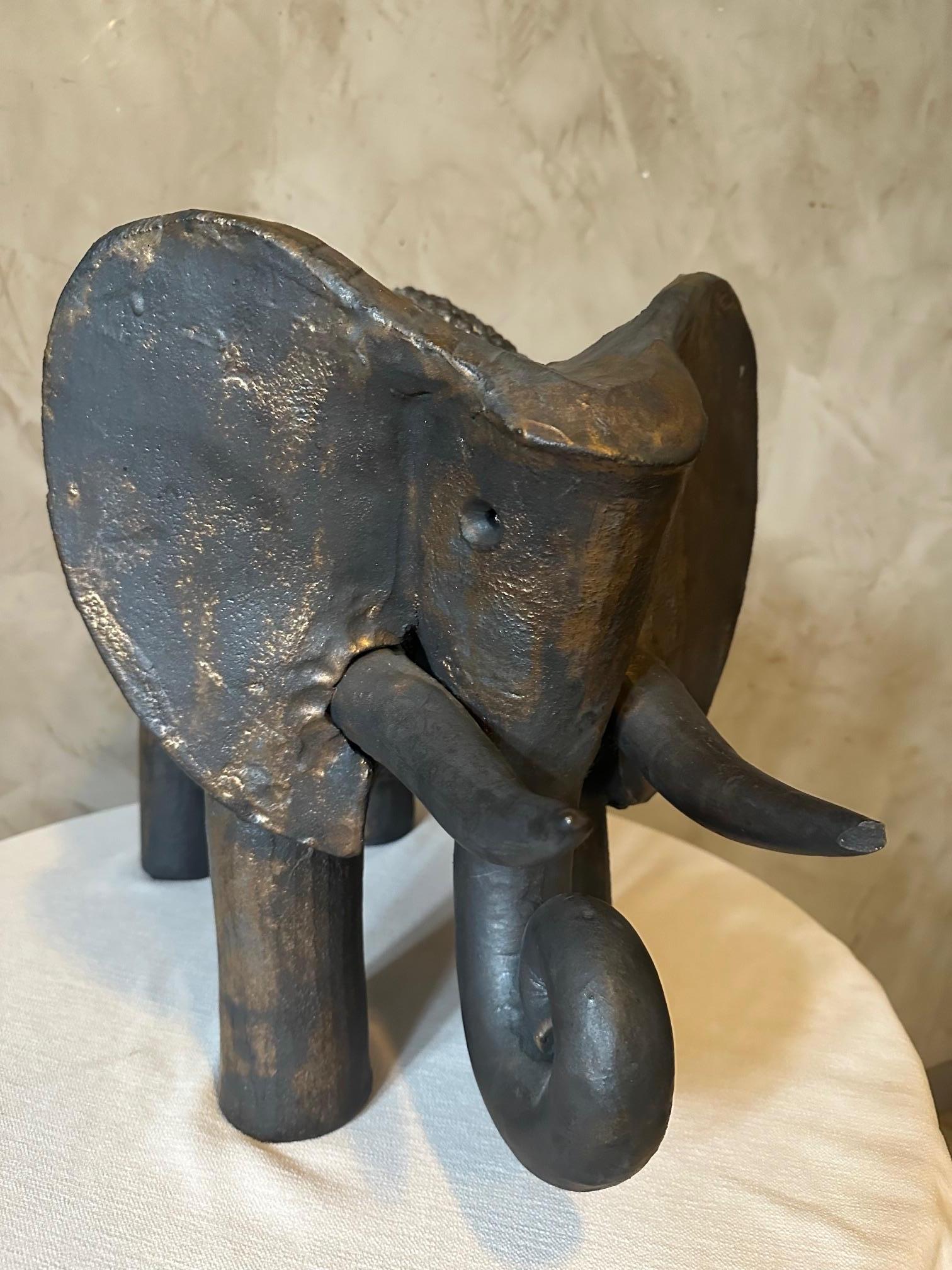 20th century French Dominique Pouchain Ceramic Big Elephant  For Sale 8