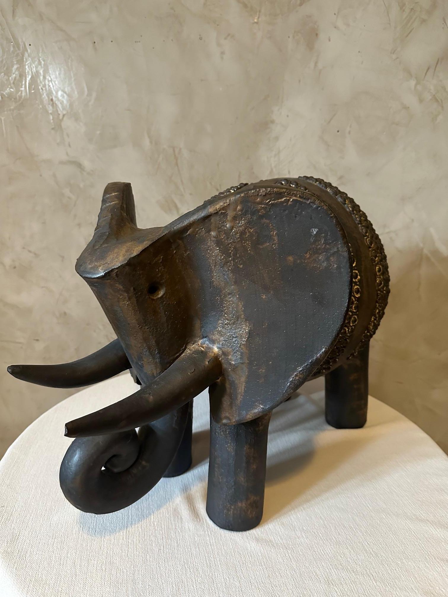 20th century French Dominique Pouchain Ceramic Big Elephant  For Sale 10