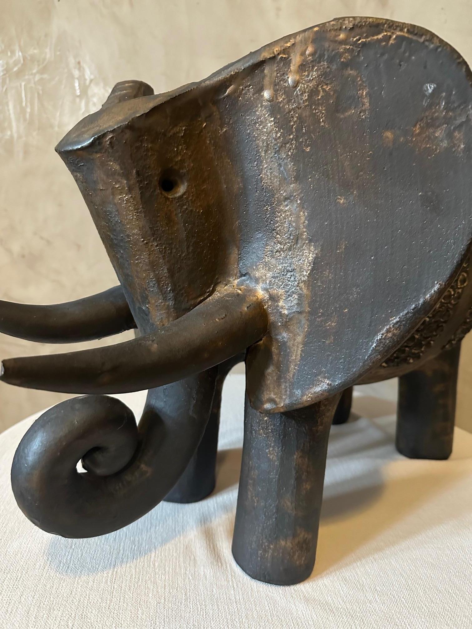 20th century French Dominique Pouchain Ceramic Big Elephant  For Sale 11