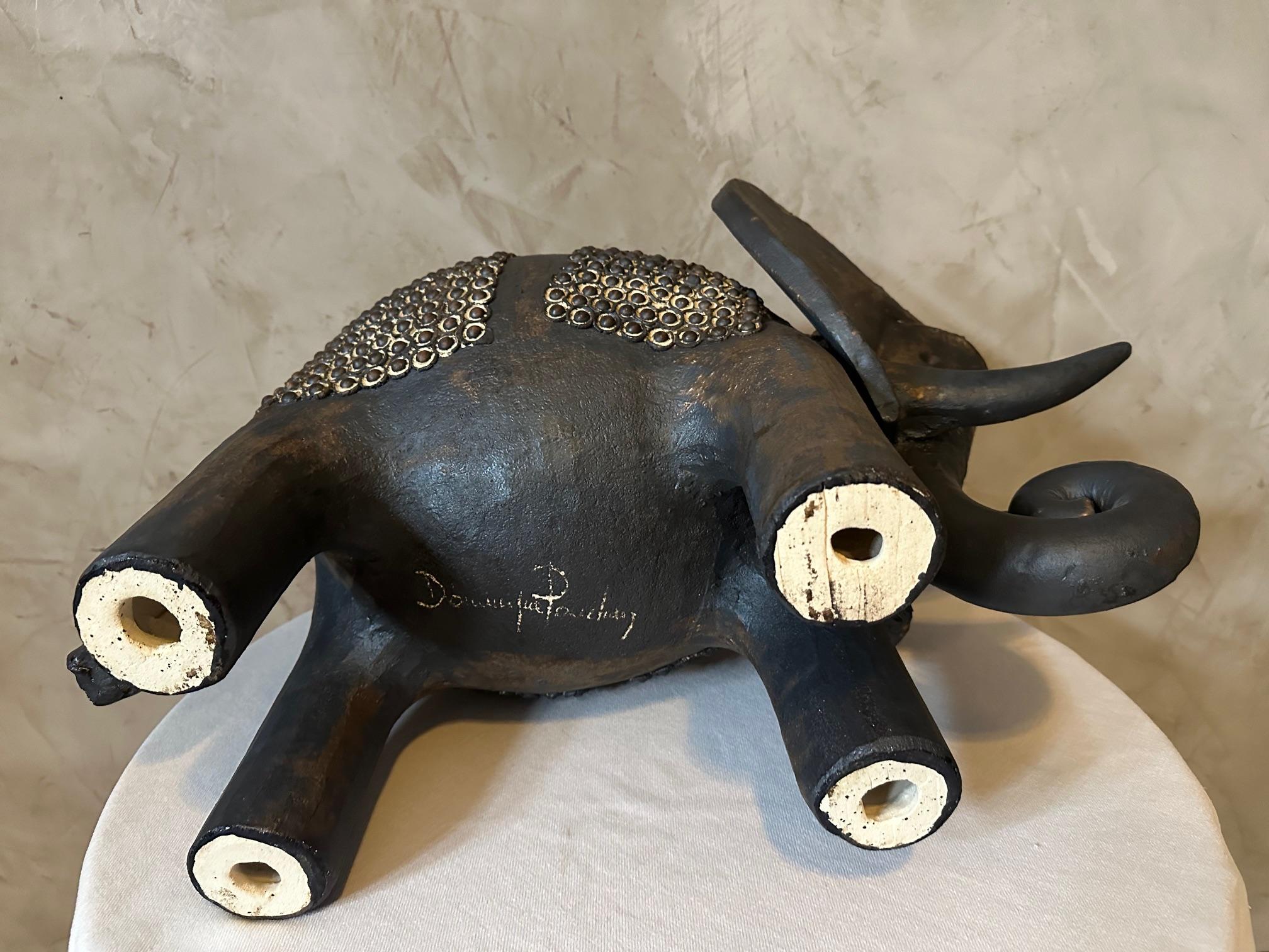 20th century French Dominique Pouchain Ceramic Big Elephant  For Sale 14