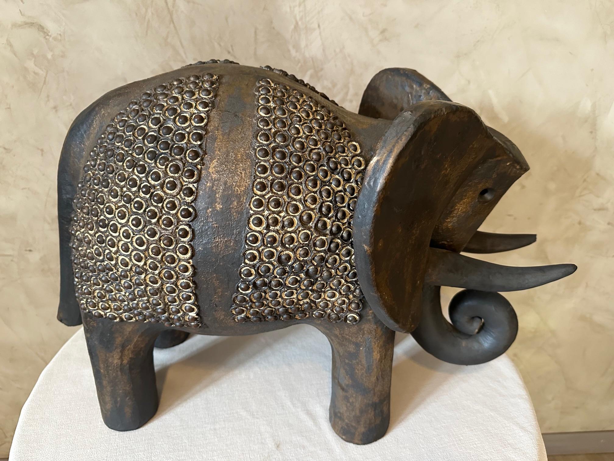 Contemporary 20th century French Dominique Pouchain Ceramic Big Elephant  For Sale